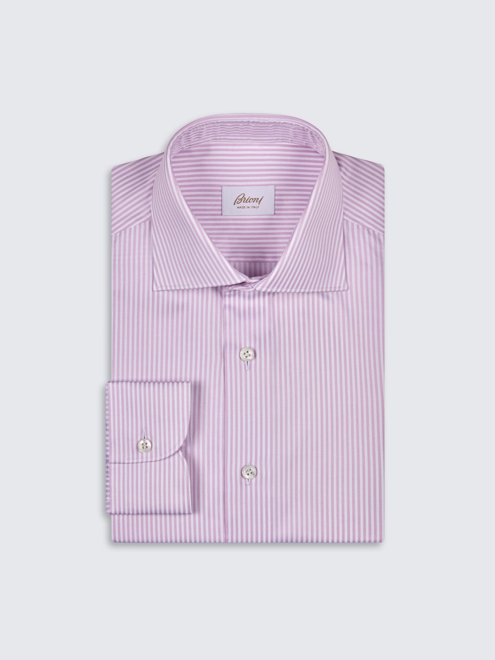 Brioni Brioni White and Pink Striped Organic Cotton Formal Shirt Size US M / EU 48-50 / 2 - 2 Thumbnail
