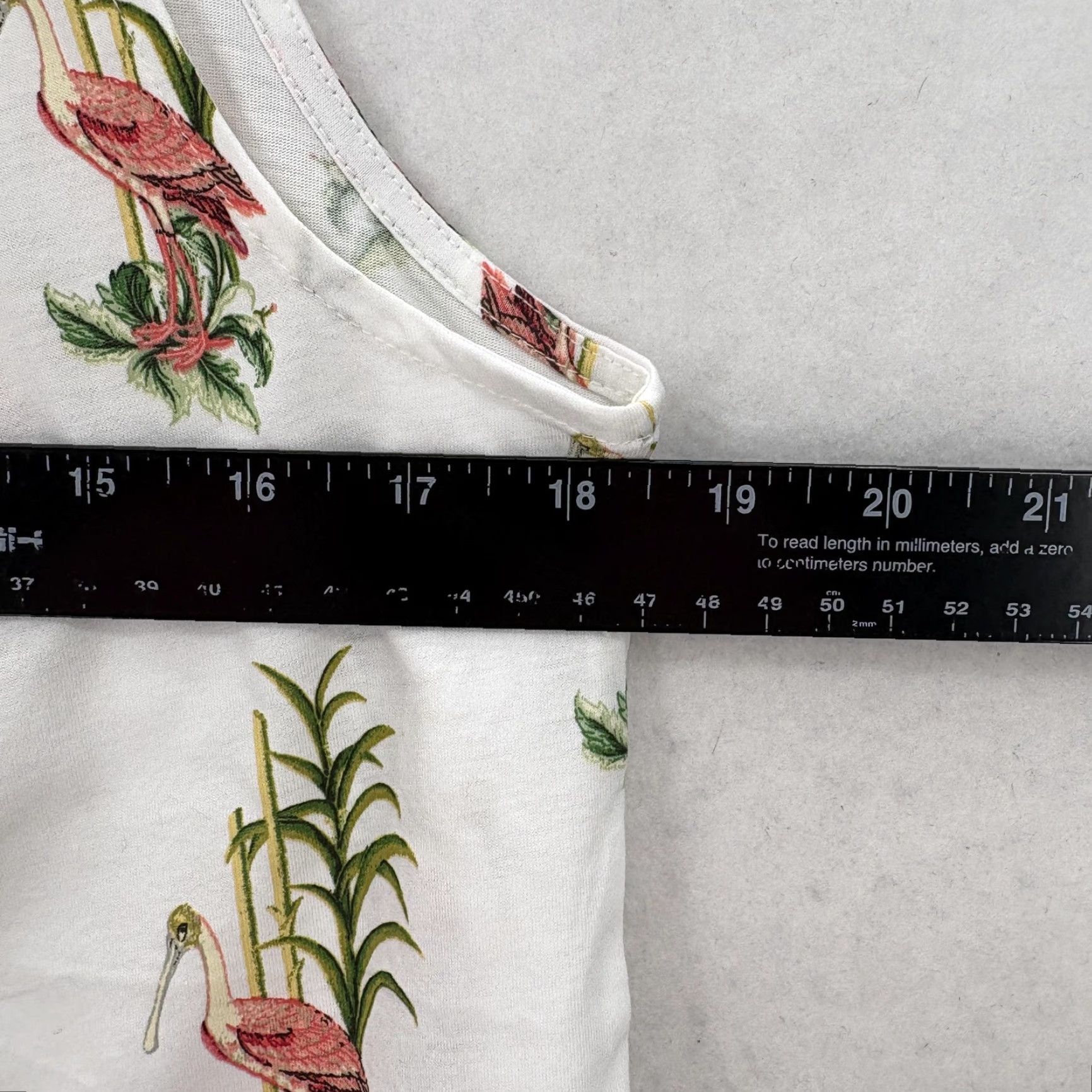 Ann Taylor Ann Taylor Factory Blouse Womens Medium White Floral Sleeveless High Neck Bird Tropical Jersey 100% Cotton Size M / US 6-8 / IT 42-44 - 7 Thumbnail