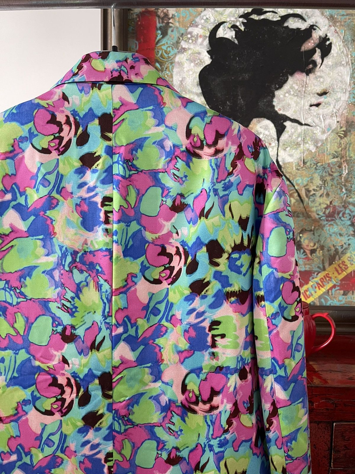 Dries Van Noten Dries Van Noten Oversized Multicolor Neon Floral Blazer Size 50R - 4 Thumbnail