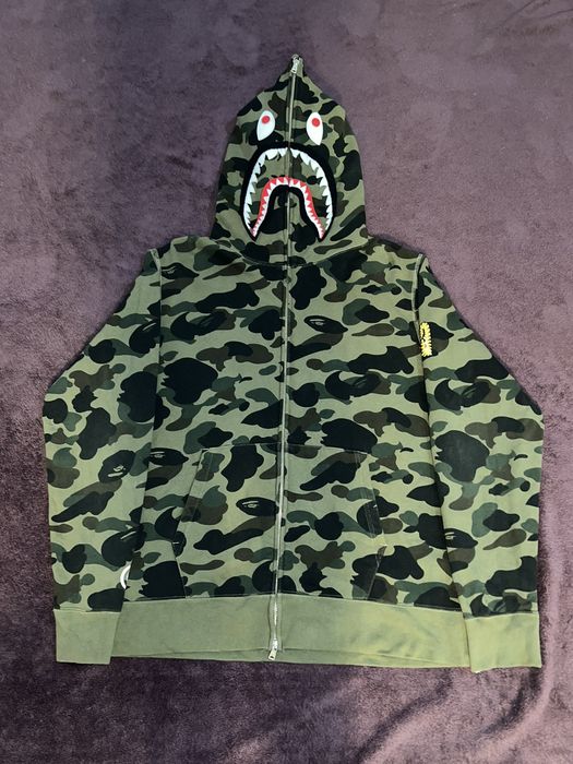 BAPE 1st Camo Shark Full Zip Hoodie 'Green