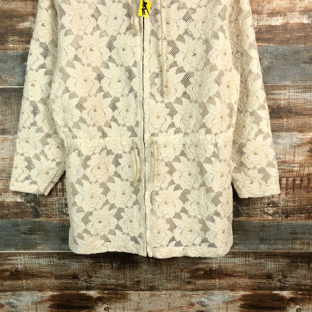 Homespun Knitwear Splash White crochet meshnet art Cardigan Knitwear #A2302 Size M / US 6-8 / IT 42-44 - 6 Thumbnail