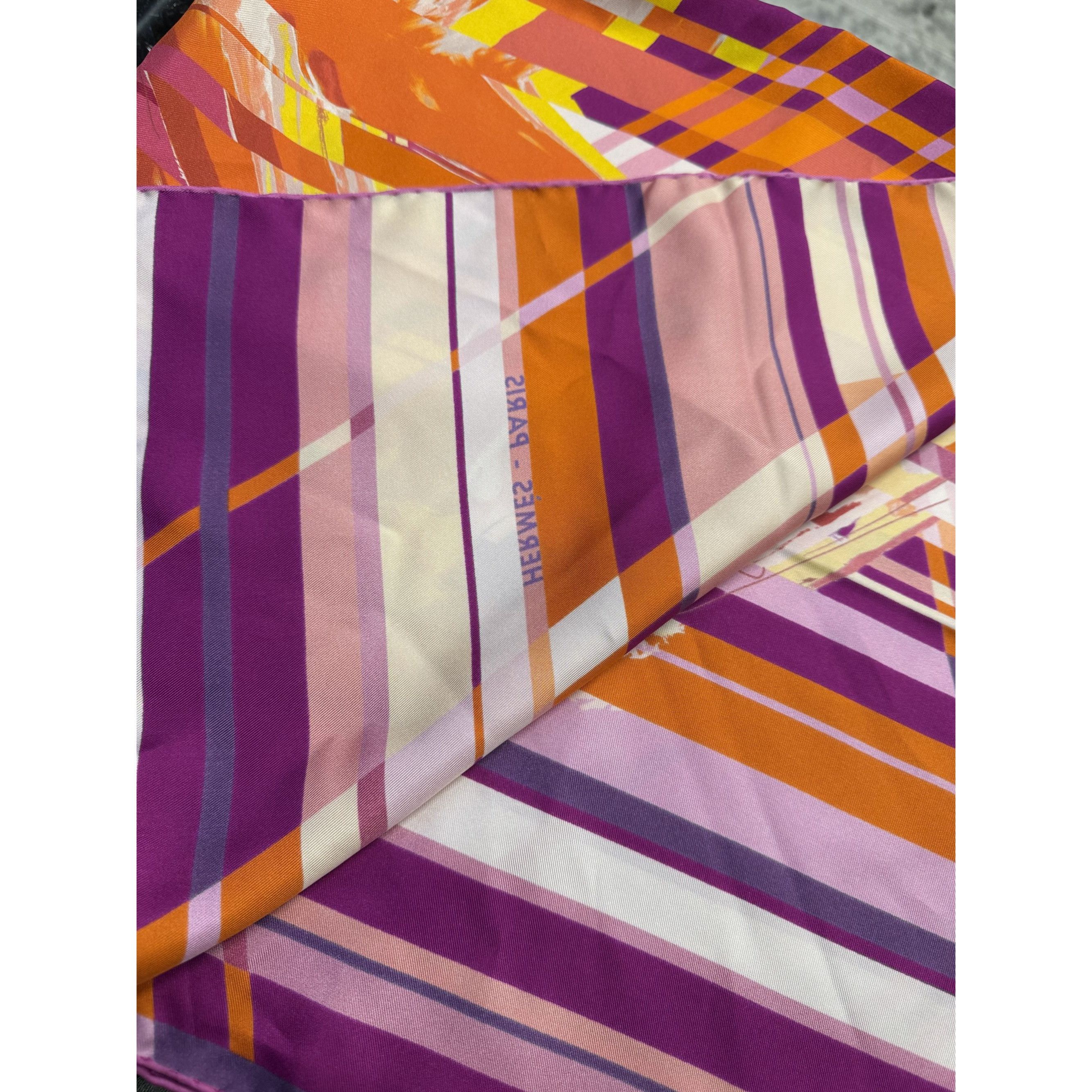 Hermes Hermès Paris Multicolor Silk Twill Scarf With Abstract Desig Size ONE SIZE - 9 Thumbnail