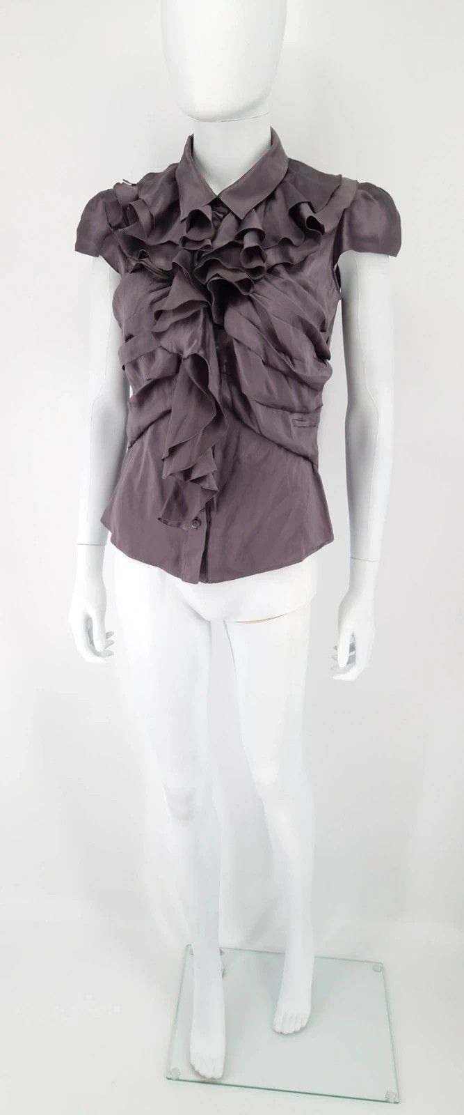 Prada Prada Ruffle Silk Blouse Avant Garde Size M / US 6-8 / IT 42-44 - 5 Thumbnail