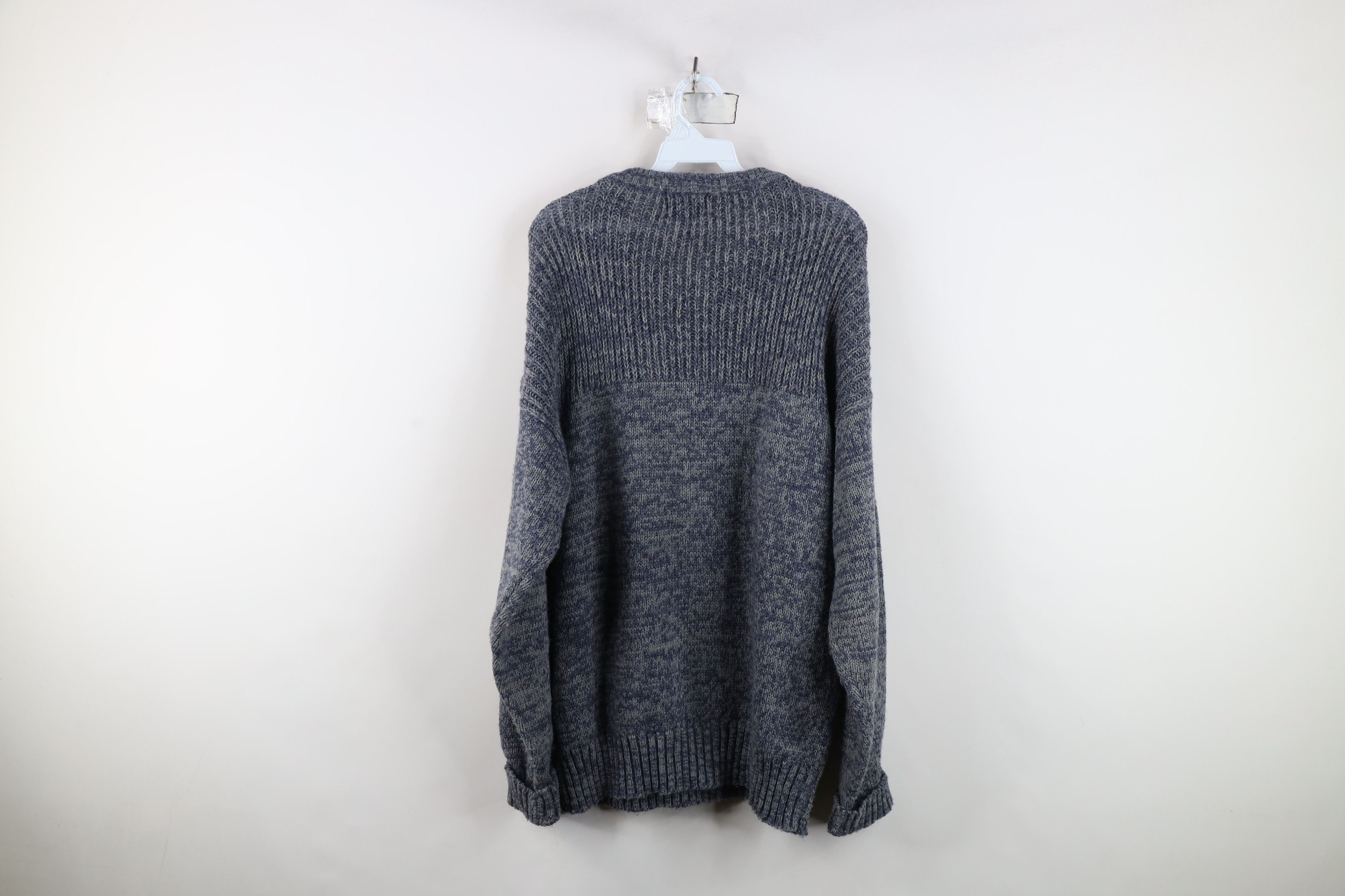 Vintage Vintage 90s Streetwear Ribbed Knit Crewneck Sweater Blue Size US XL / EU 56 / 4 - 10 Thumbnail