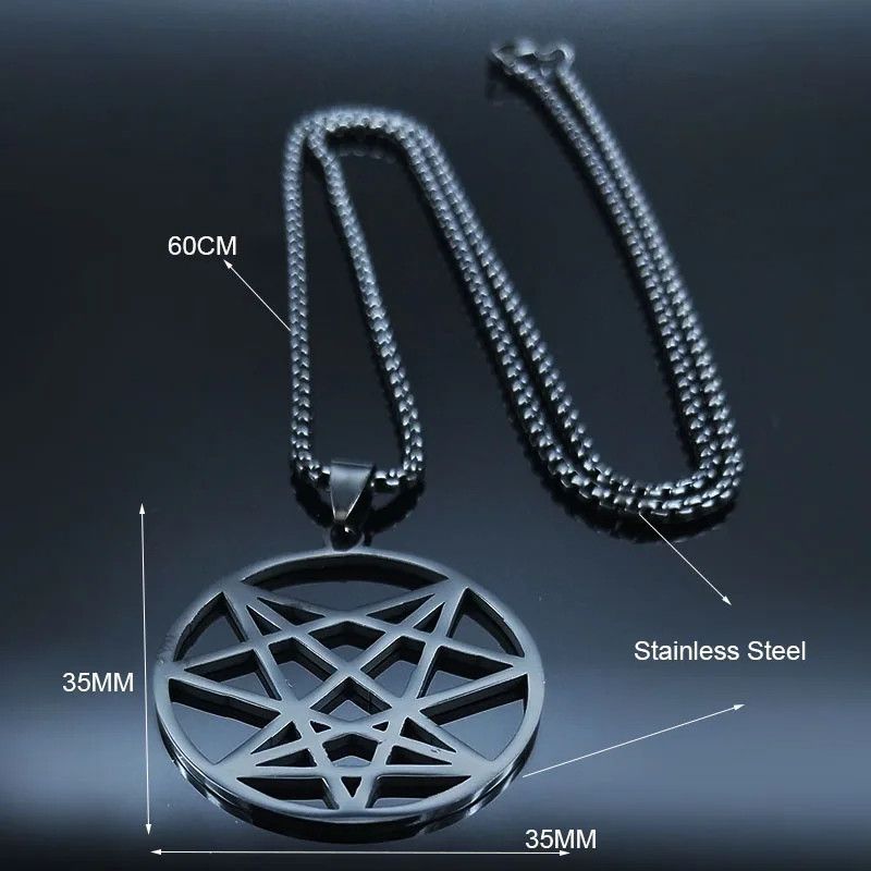 Jewelry Nine Angles Satan Hidden Pendant Necklace Emblem Talisman Size ONE SIZE - 7 Thumbnail