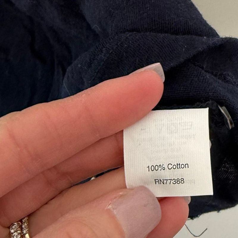 J.Crew J. Crew Cotton Navy Blue Ruffle Front Short Sleeve Shirt S Size S / US 4 / IT 40 - 3 Thumbnail