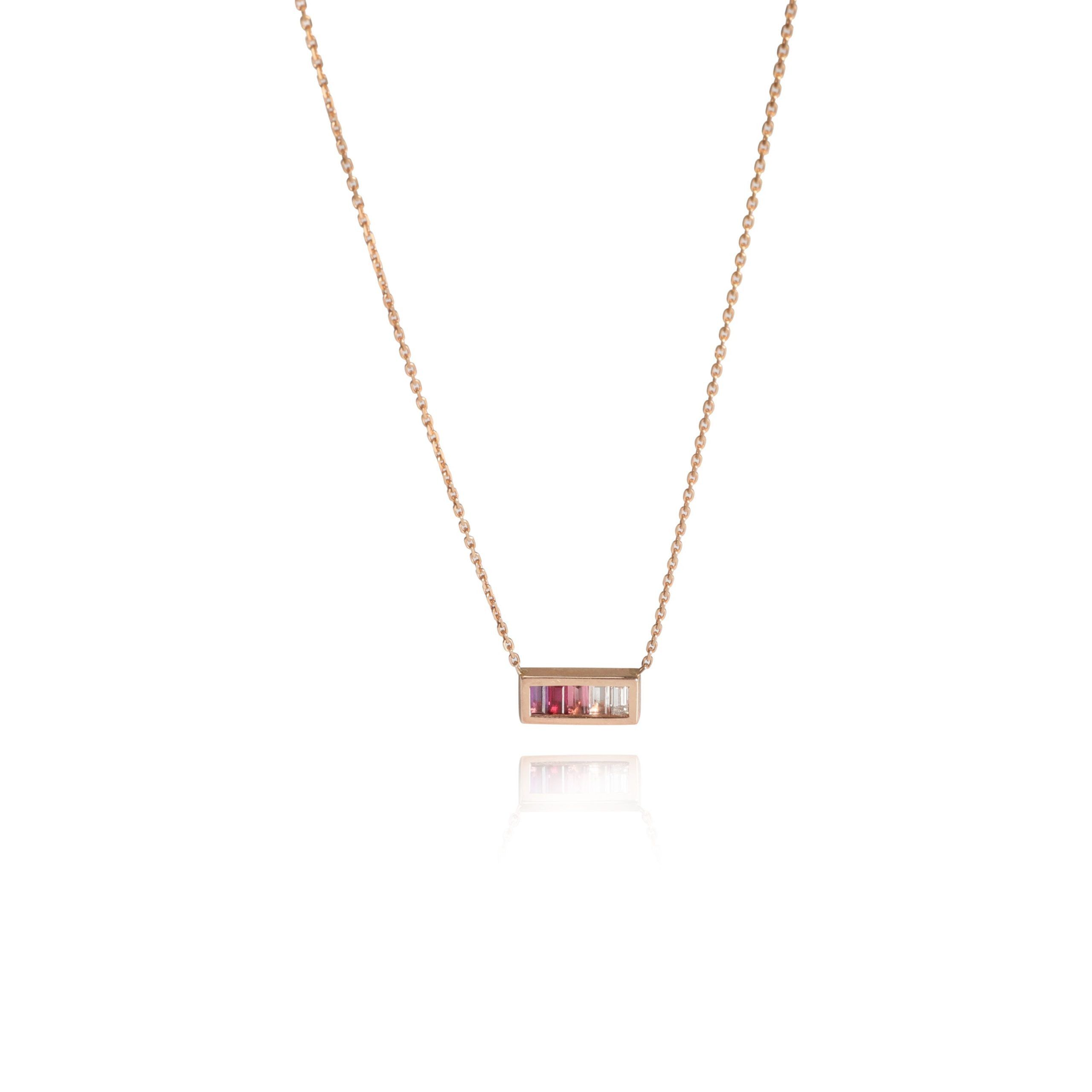 image of Tiffany Co 14K Rose Gold My Story Aria Rainbow Necklace, Women's