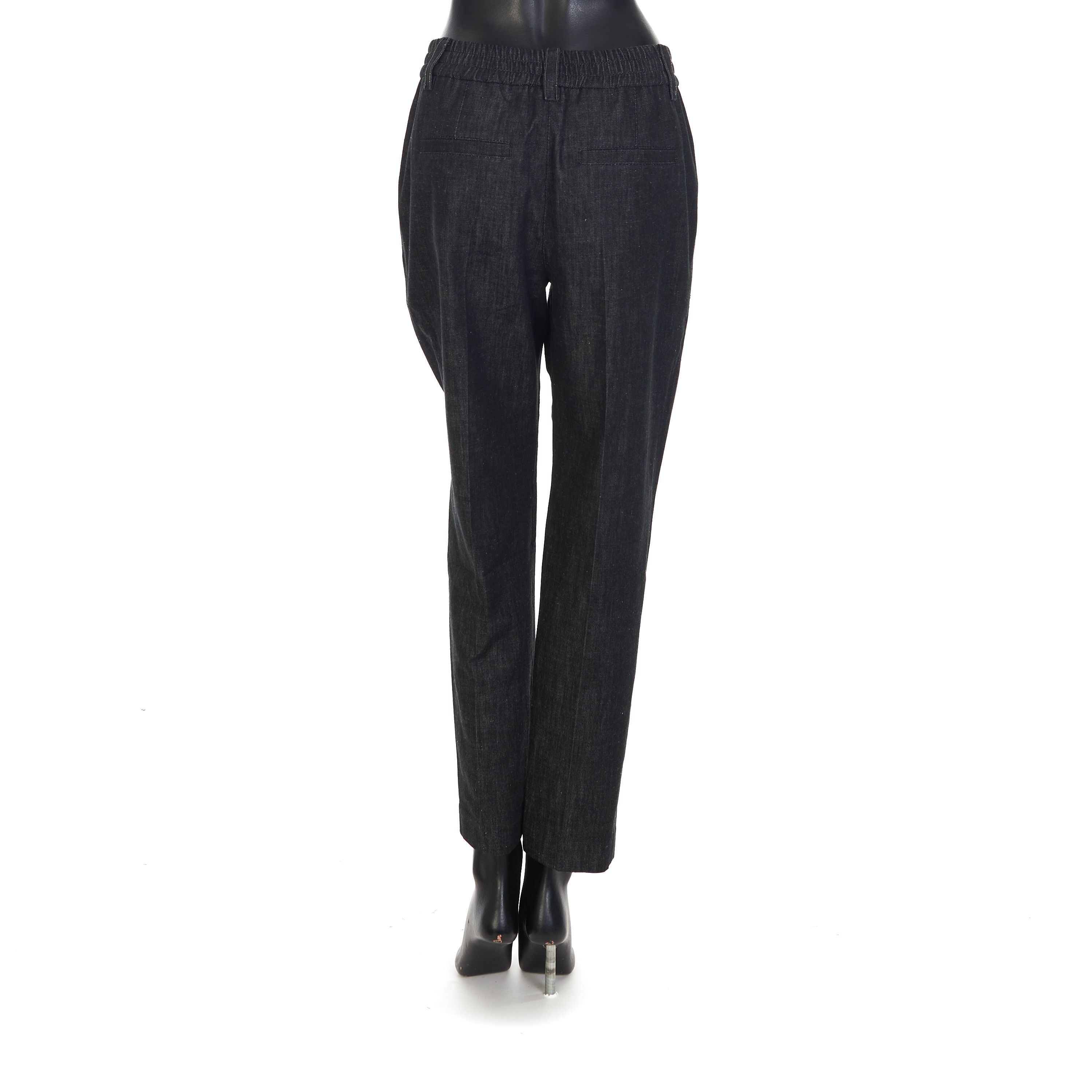 Brunello Cucinelli Black Dark Polished Denim Baggy Trousers Size 30" / US 8 / IT 44 - 4 Thumbnail