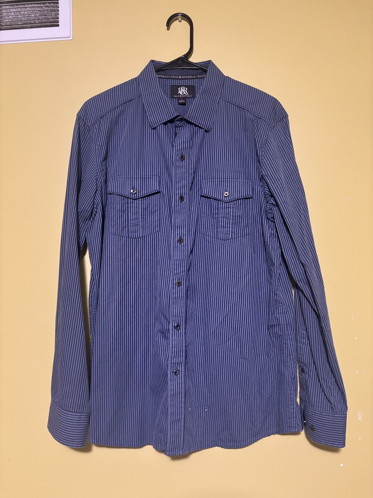 Rock & Republic Rock & Republic Shirt Men's Large Blue Long Sleeve Button Up Size US L / EU 52-54 / 3 - 1 Thumbnail