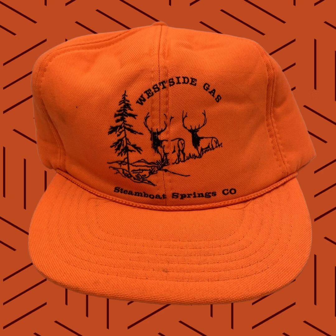 GAS Blaze Orange Ear Flap Hunting Hat - Vintage Safesport Trap Size 44L - 1 Thumbnail