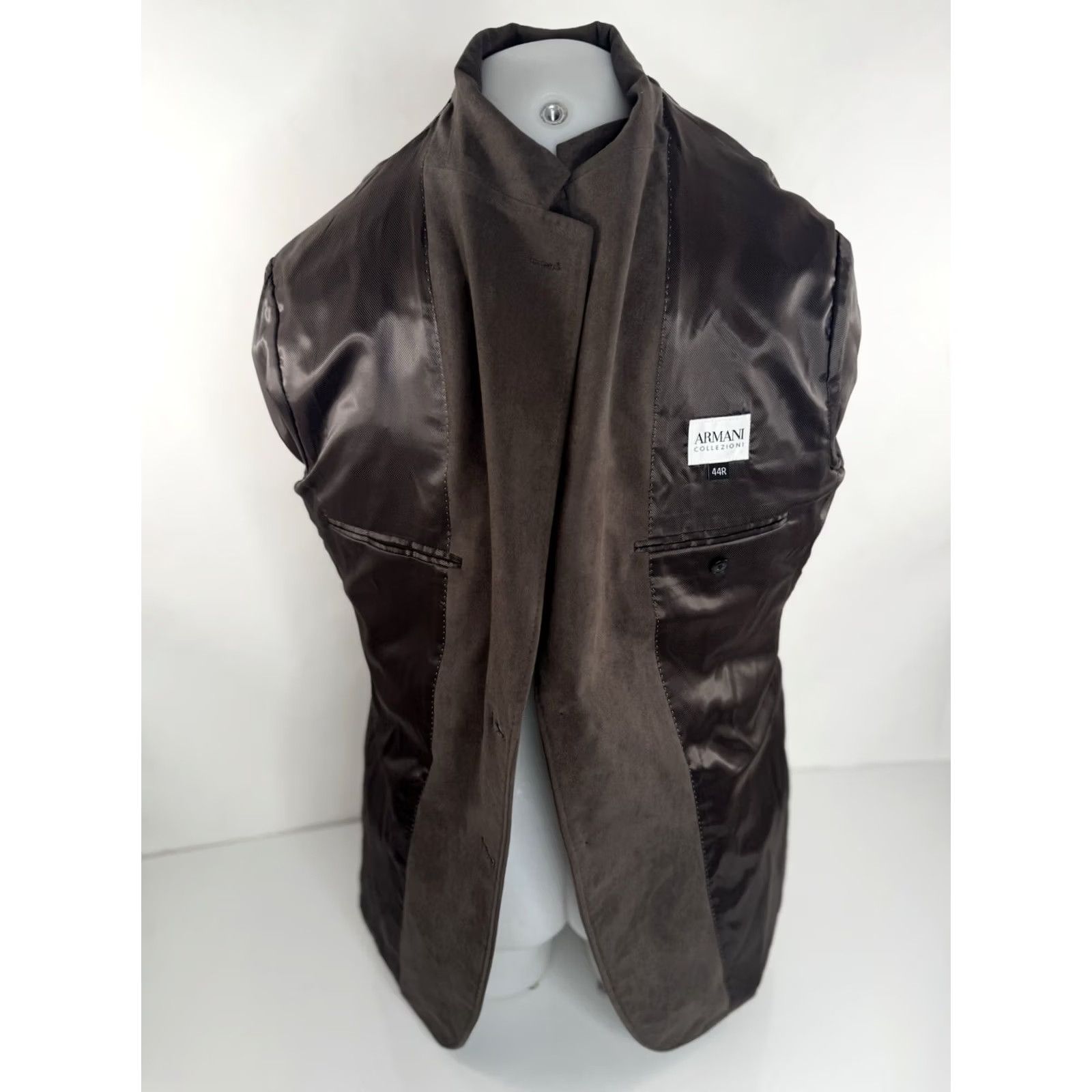 Armani ARMANI Collezioni Blazer Jacket Mens 44 Brown Velvet Feel EXCELLENT 90s Décade B blazer Mens Size 44R - 5 Thumbnail