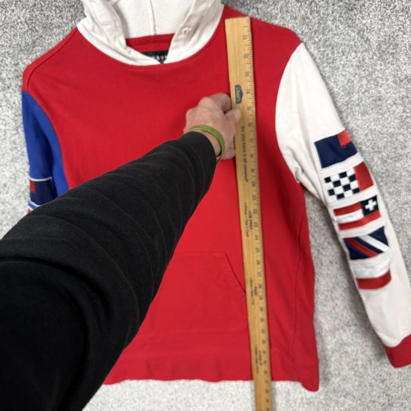 Pacsun PacSun Hoodie Mens S Red White Blue Nautical Flag Sleeve Graphic Sweatshirt Size US S / EU 44-46 / 1 - 2 Thumbnail