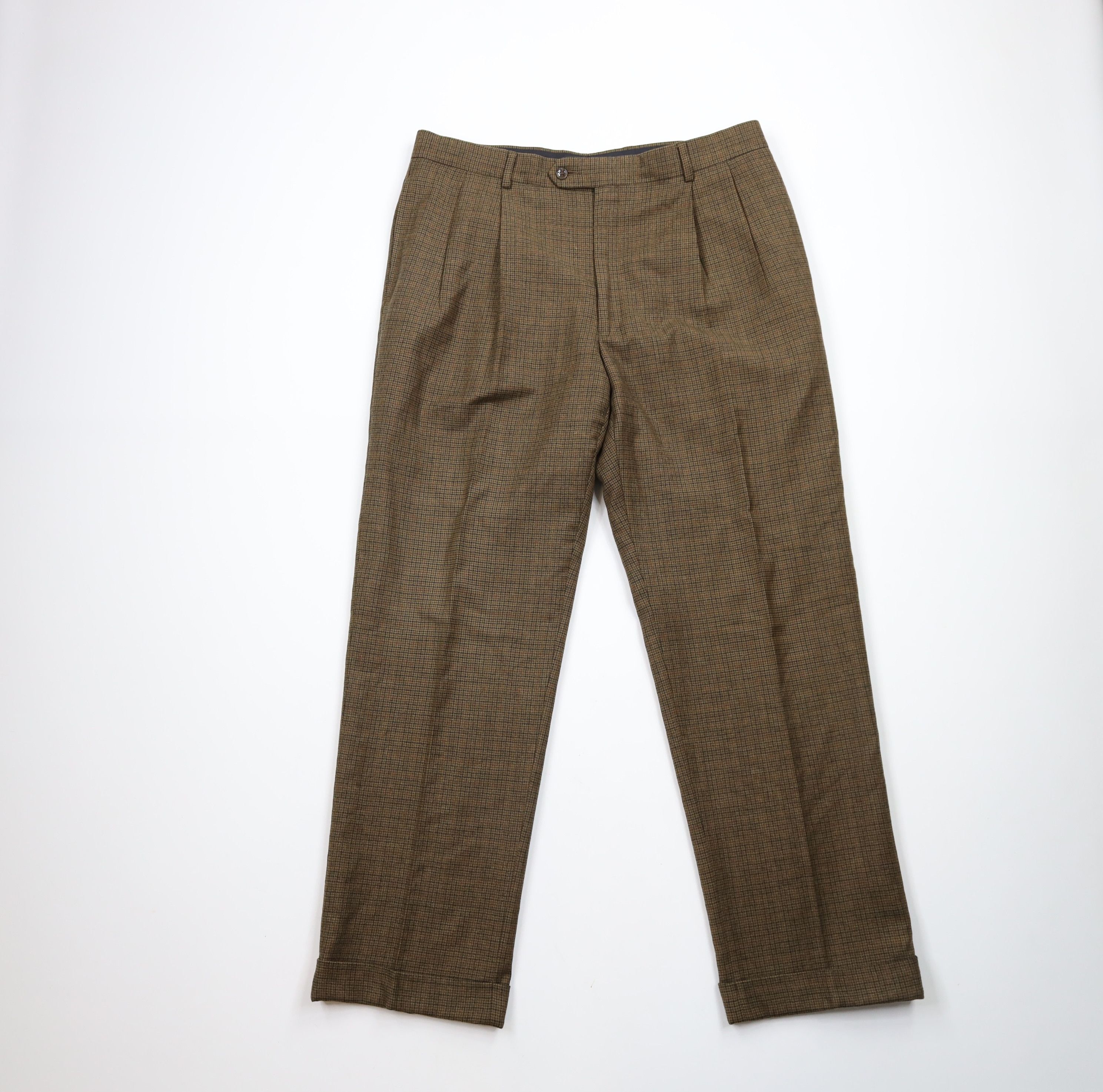 Vintage Vintage 90s Streetwear Wool Wide Leg Chino Pants Houndstooth Size 36 - 1 Thumbnail
