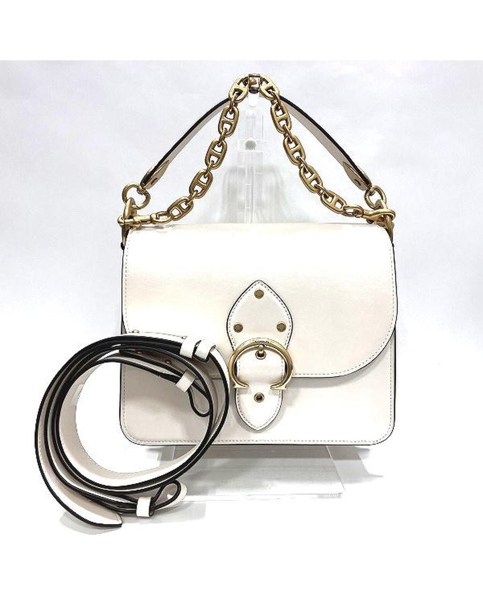 image of Coach Leather Shoulder Bag in White, Women's