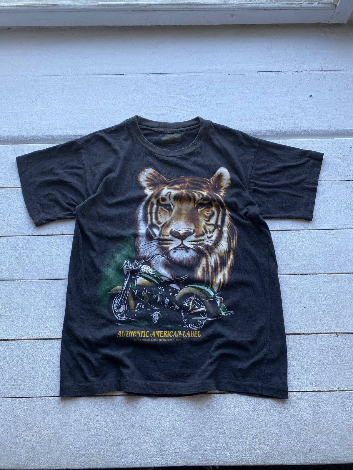 Vintage 90s VNTG American Moto Cycle Biker Tiger Bike Single Stitch Size US M / EU 48-50 / 2 - 1 Thumbnail