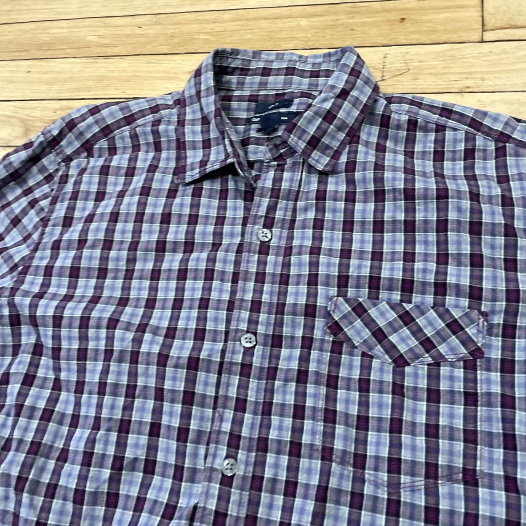 Gap GAP Button Shirt Men L Slim Fit Purple Plaid Long Sleeve Button Up L Size US L / EU 52-54 / 3 - 3 Thumbnail