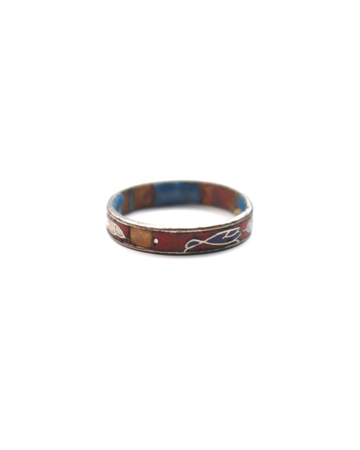 Vintage 2000S JAPANESE MADE CLOISONNÉ ENAMEL PATTERN BAND RING Size ONE SIZE - 2 Thumbnail