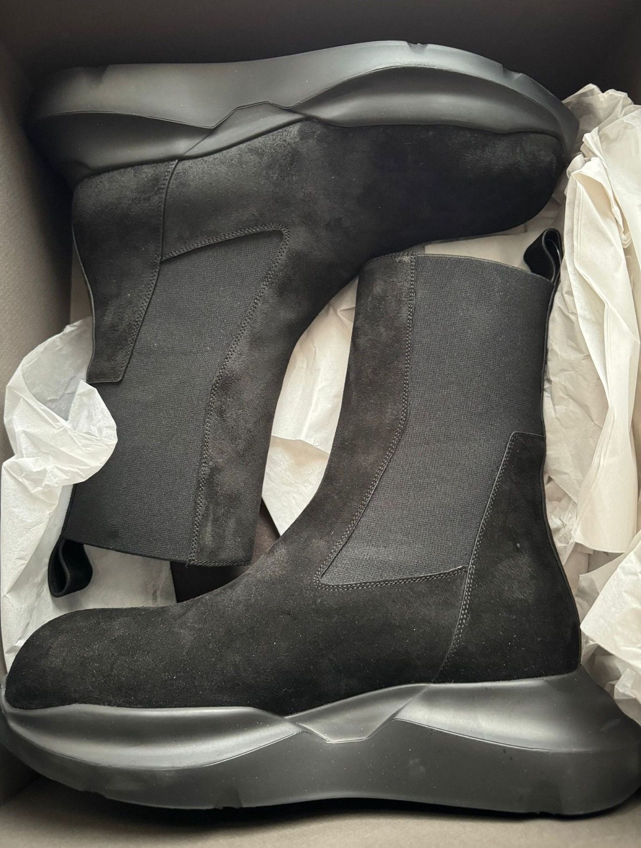 *RARE* RICK OWENS Black Suede Edfu Beatle Chelsea Boots