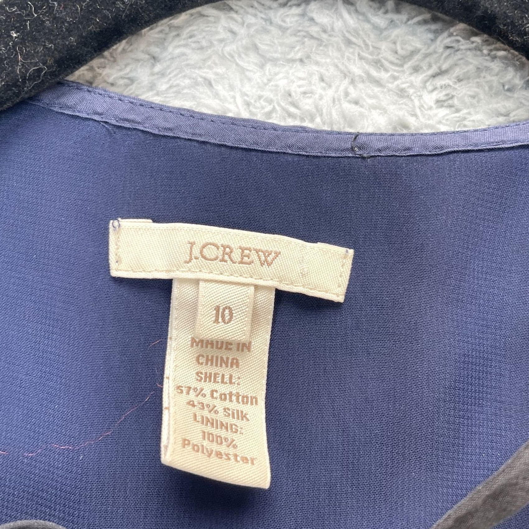 J.Crew J.CREW Blouse Womens 10 Blue Cotton Silk Sleeveless Beaded Ruffle Neck Side Zip Shirt Bodice Casual Party/Cocktail Girls Womens Size L / US 10 / IT 46 - 3 Thumbnail