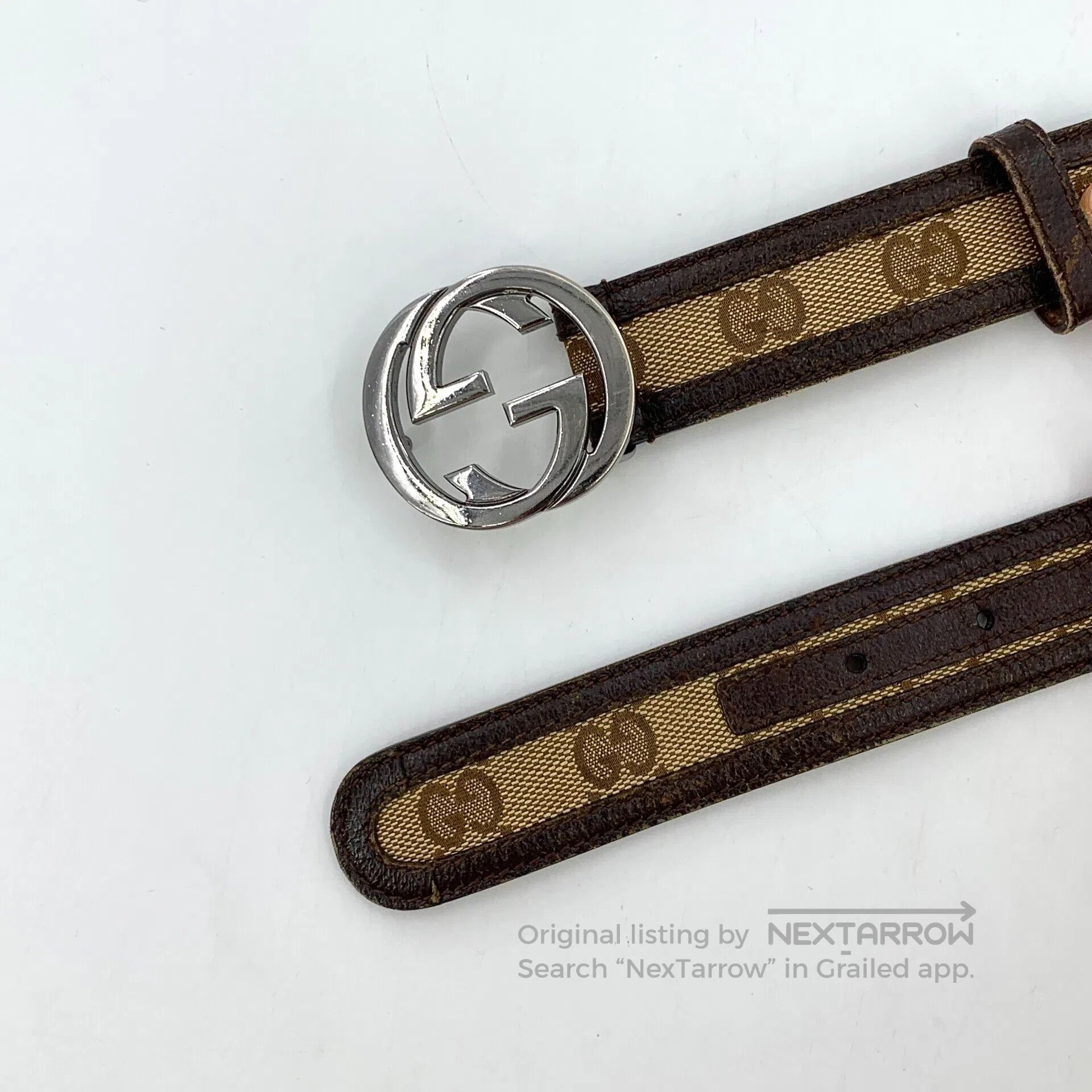 Gucci Guicci Color-Blocked Logo Jacquard Double G Buckle Leather Size ONE SIZE - 3 Thumbnail