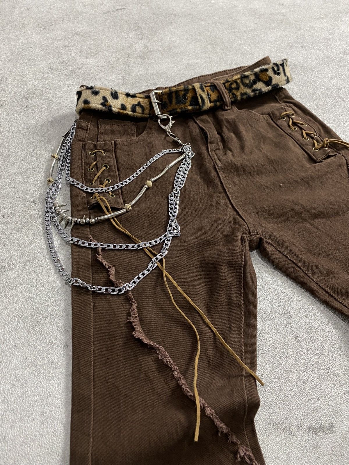 Tornado Mart 2000s Lace Up Browny Flare Jean Size US 26 / EU 42 - 4 Thumbnail