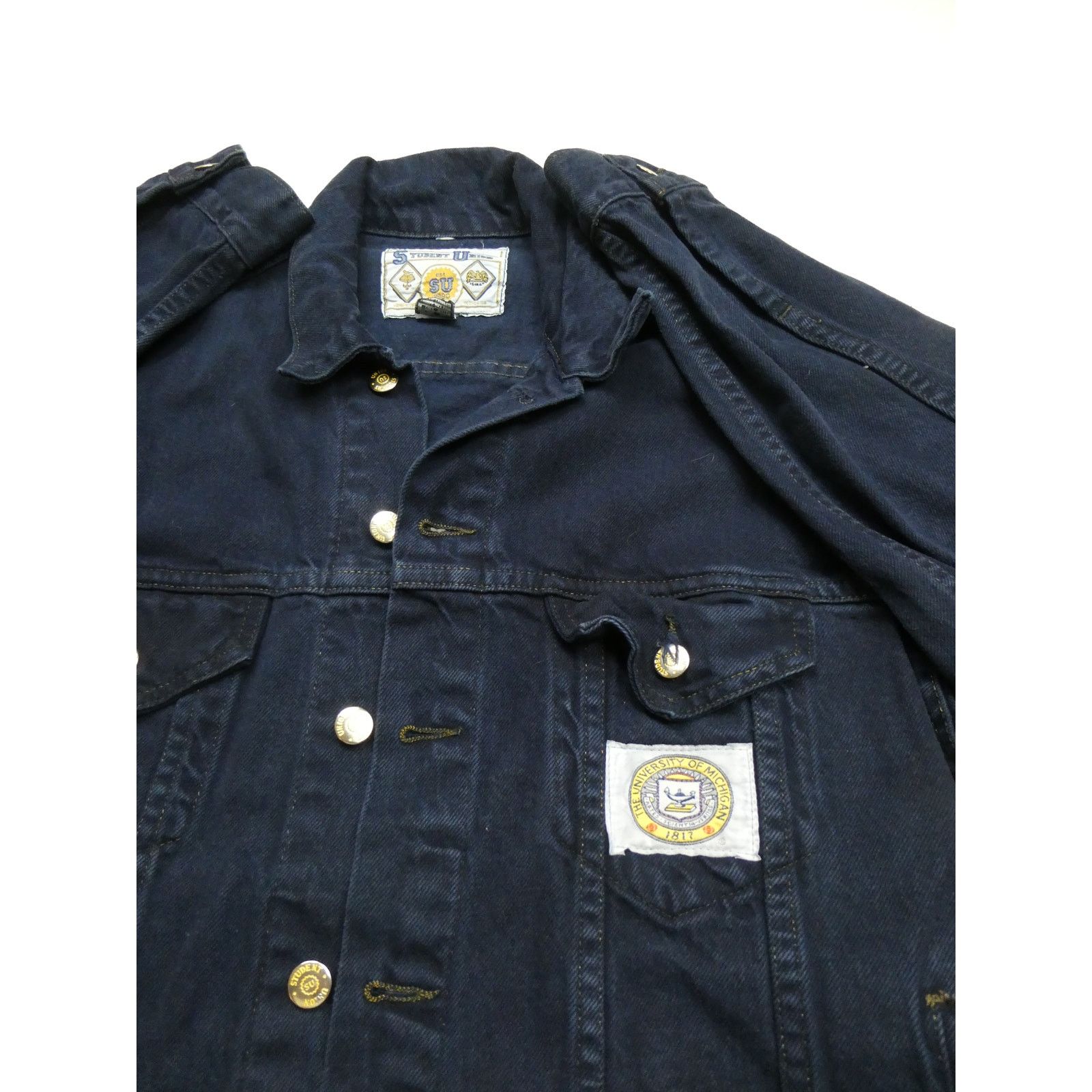 NCAA MICHIGAN denim jacket, Student Union, Medium, Made in USA Size US M / EU 48-50 / 2 - 2 Thumbnail