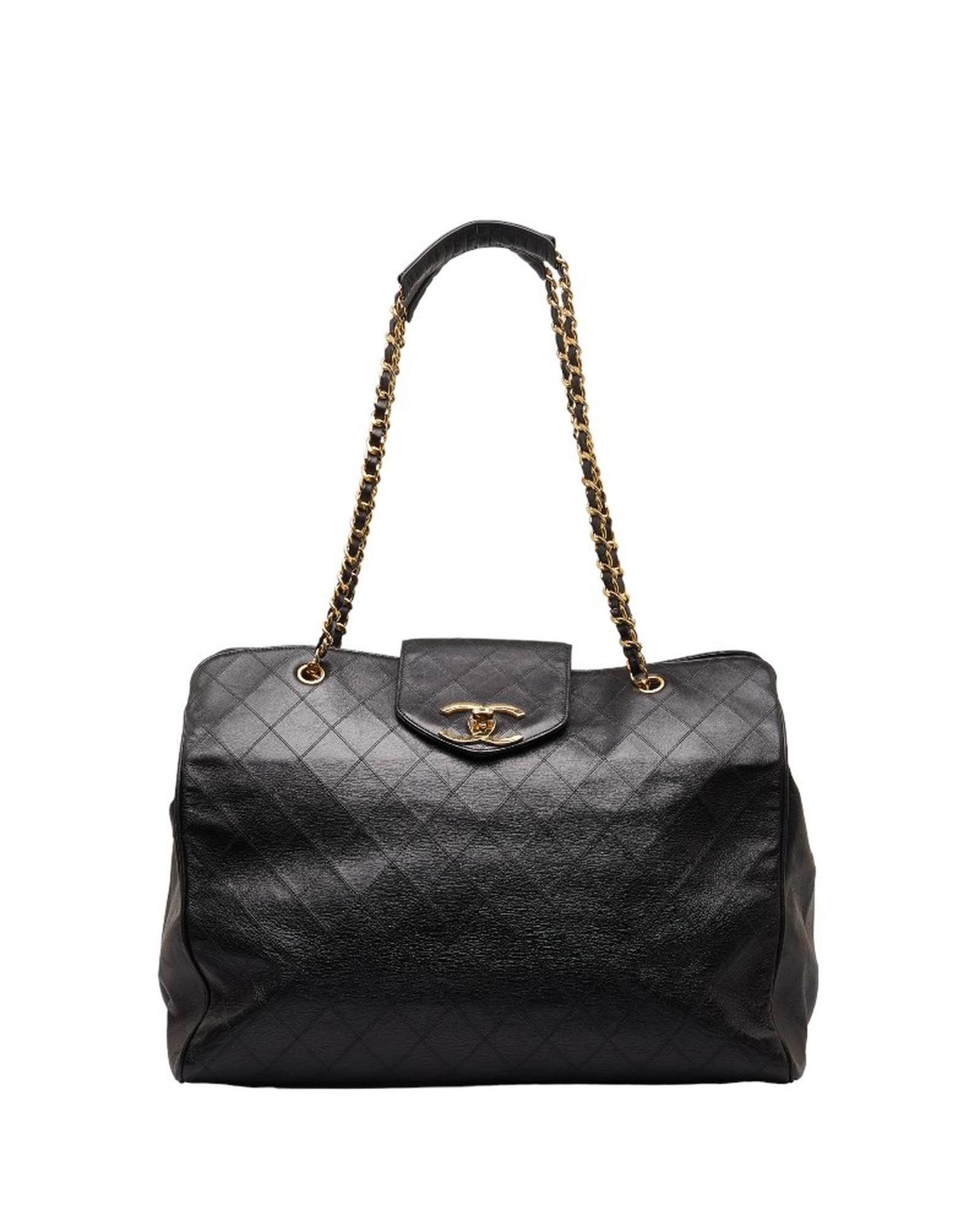 image of Quilted Supermodel Tote Bag With Cc Logo By Chanel in Black, Women's