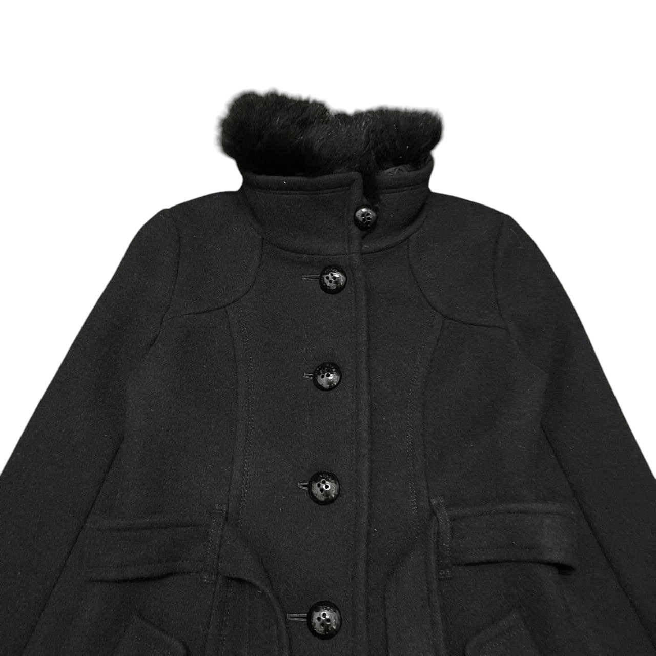Burberry Burberry London Blue Label Fox Fur Wool Belted Coat Size XS / US 0-2 / IT 36-38 - 2 Thumbnail