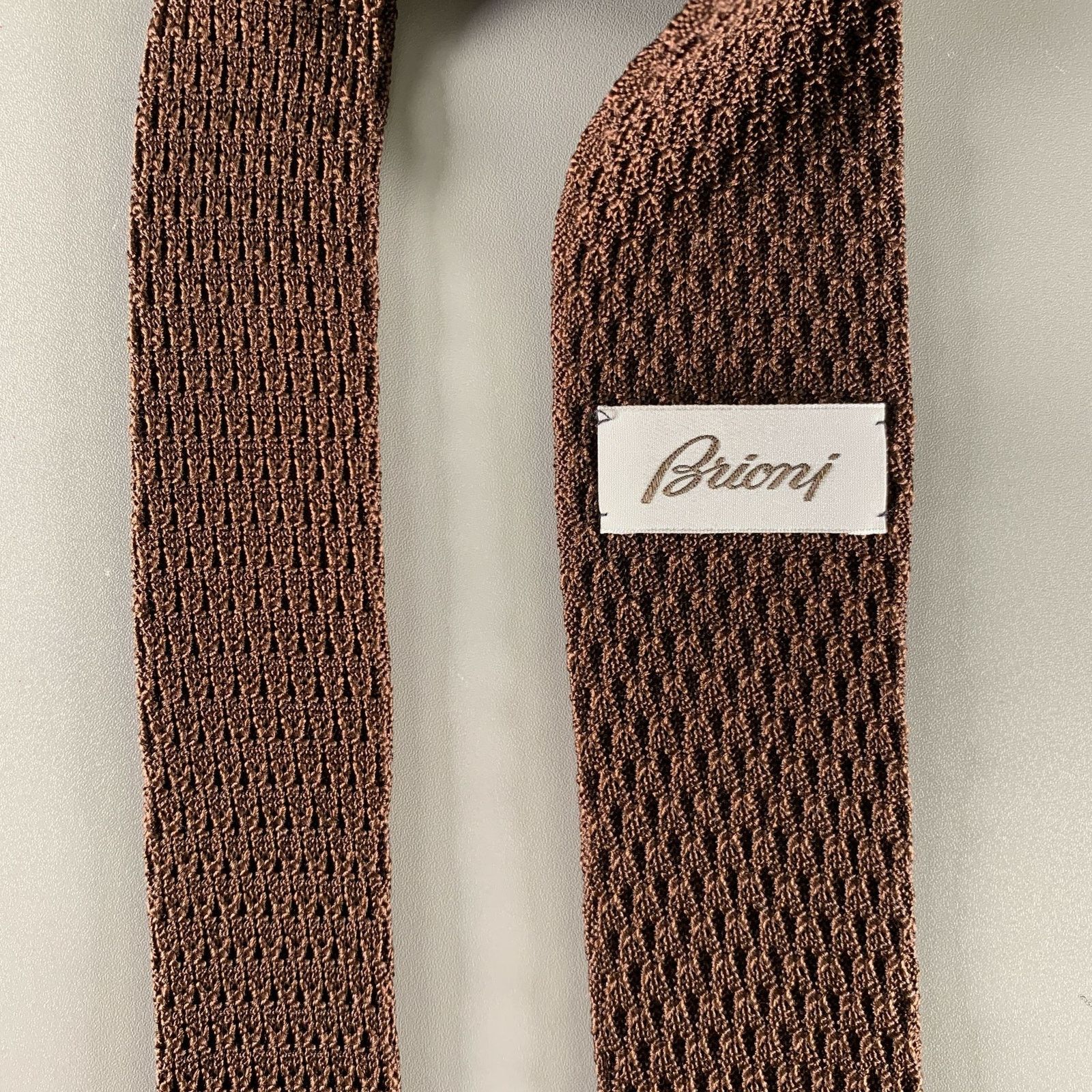 Brioni BRIONI Brown Knitted Silk Tie Size ONE SIZE - 2 Thumbnail