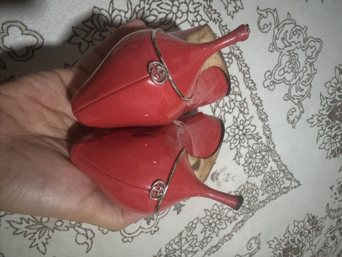 Gucci 🇮🇹 Gucci Red Patent Leather Pointed Toe Pump Heels Size US 7 / IT 37 - 5 Thumbnail