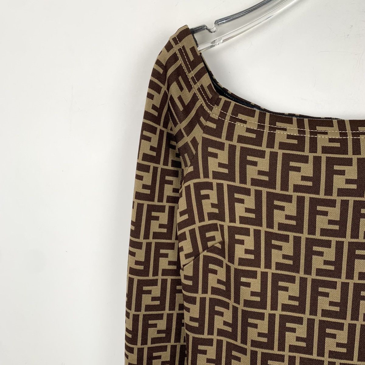 Fendi Fendi Brown All-over Logo Printed Long Sleeve Dress K26WX Size S / US 4 / IT 40 - 3 Thumbnail