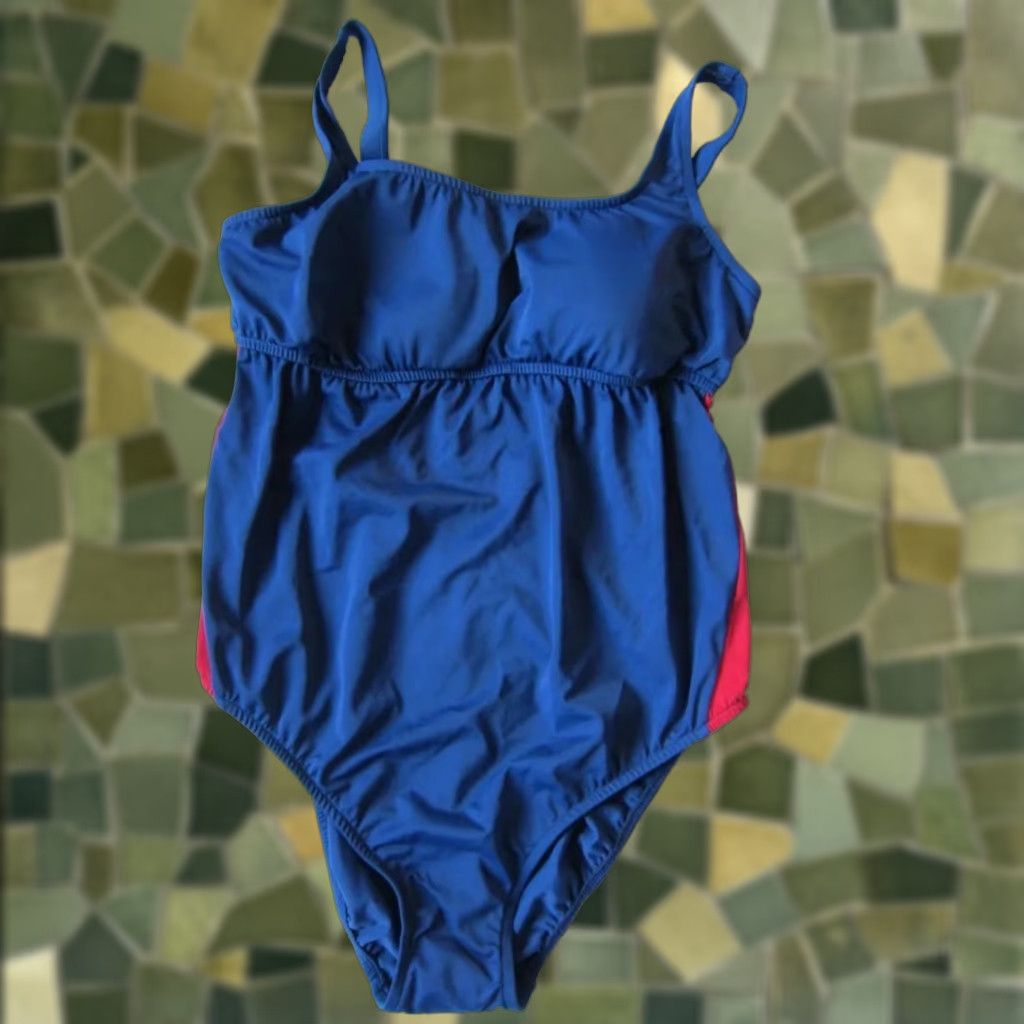 Vintage Prego Blue Red Padded Pregnancy One Piece Swimsuit Women's Size Medium Size ONE SIZE - 1 Thumbnail