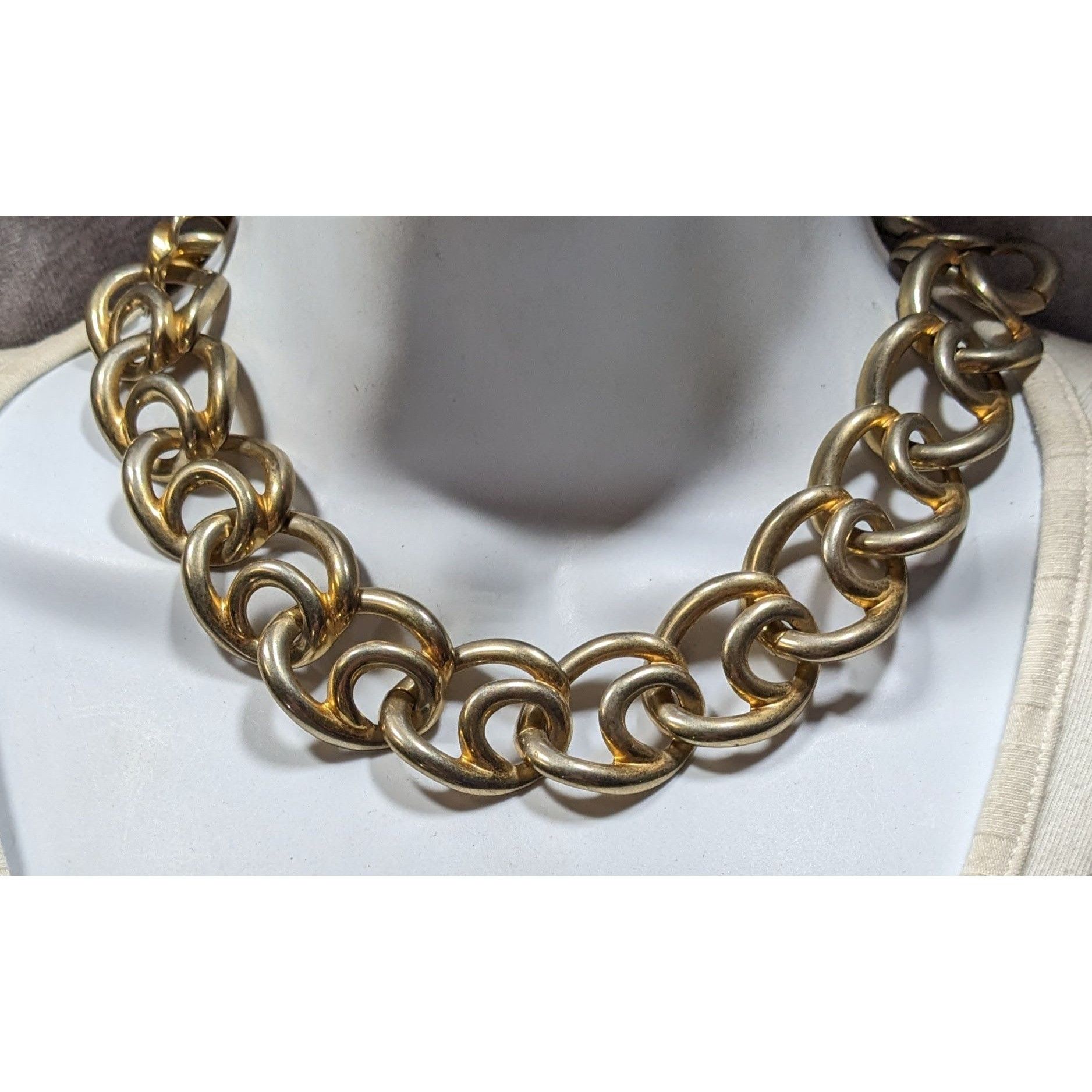 Other Chunky Gold Tone Chain Necklace With Large Interlocking Link Size ONE SIZE - 4 Thumbnail