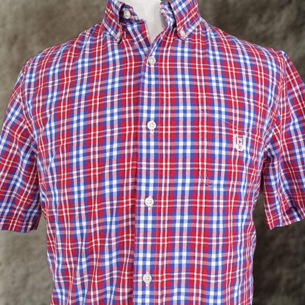 Chaps Chaps Shirt Mens Large Red Blue Plaid Short Sleeve Button Down Easy Care Pocket Shirt Big Crest Embroidered Check 60% cotton 40% polyester N/A? Size US L / EU 52-54 / 3 - 1 Thumbnail