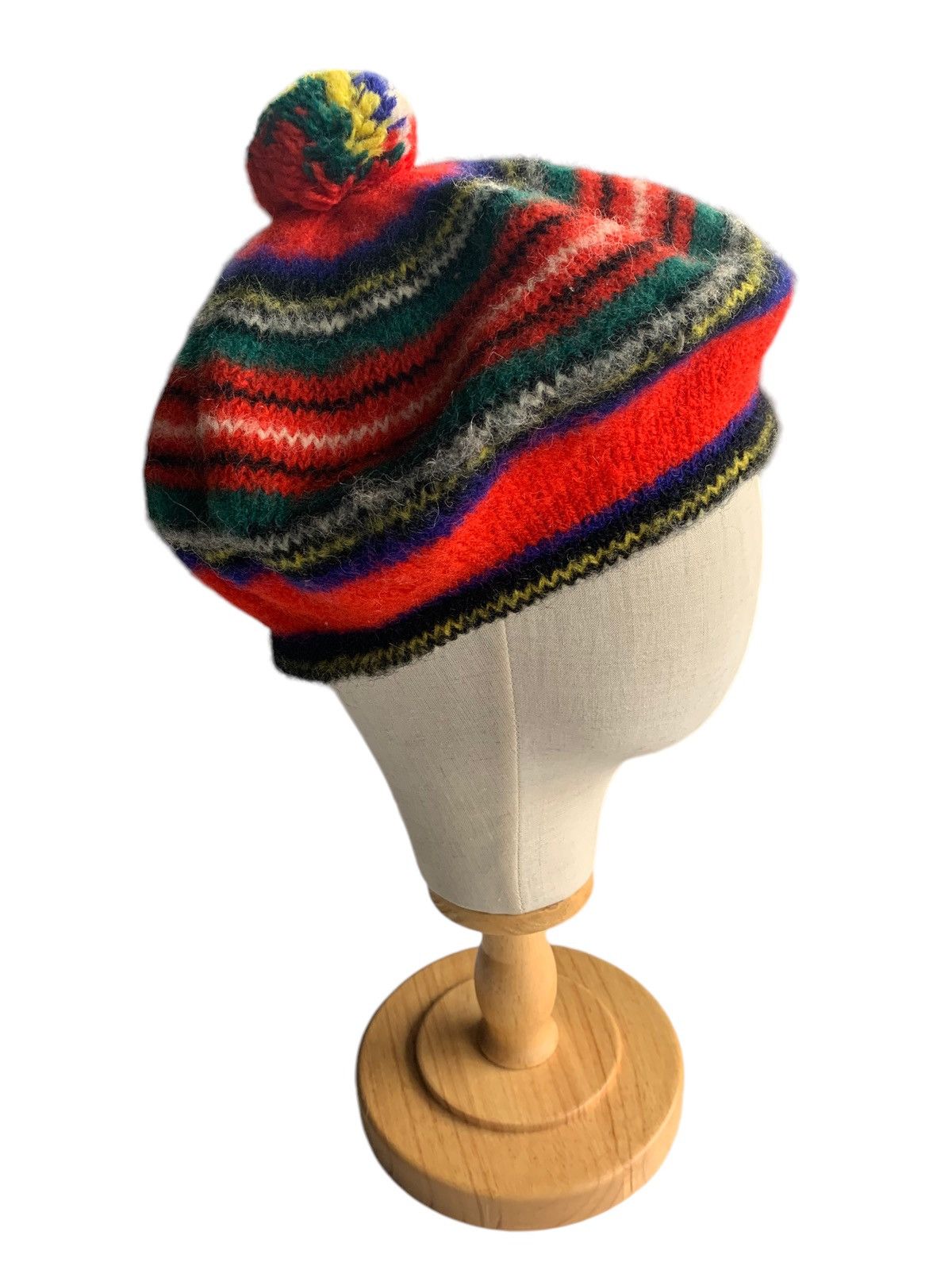 Japanese Brand × Vintage Multicolour Wool Made in scotland Beret Hats🌈 Size ONE SIZE - 3 Thumbnail