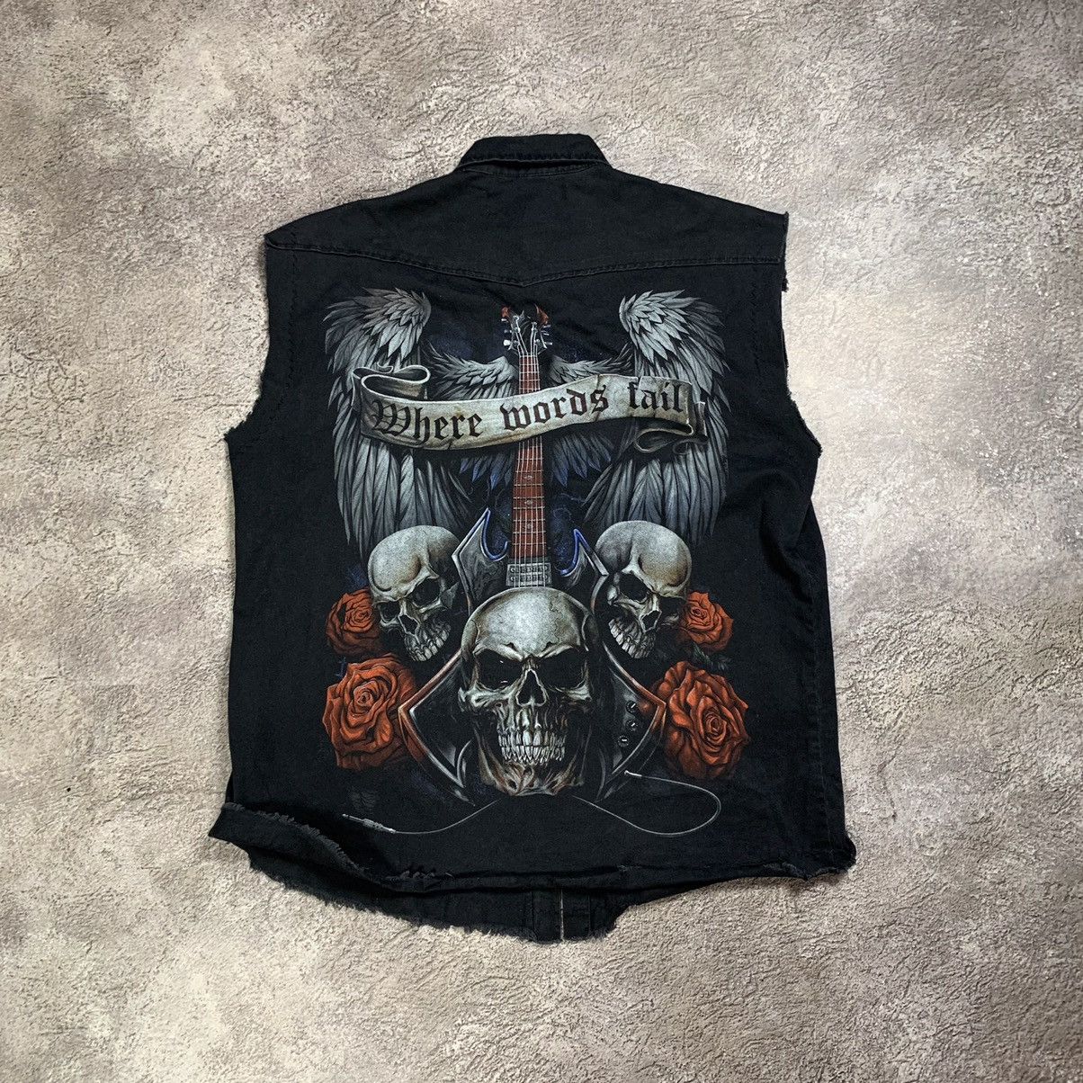 Vintage Vintage 90s Skull Graphic Vest Dark Grunge Horror Boxy XXL Size US XXL / EU 58 / 5 - 1 Thumbnail