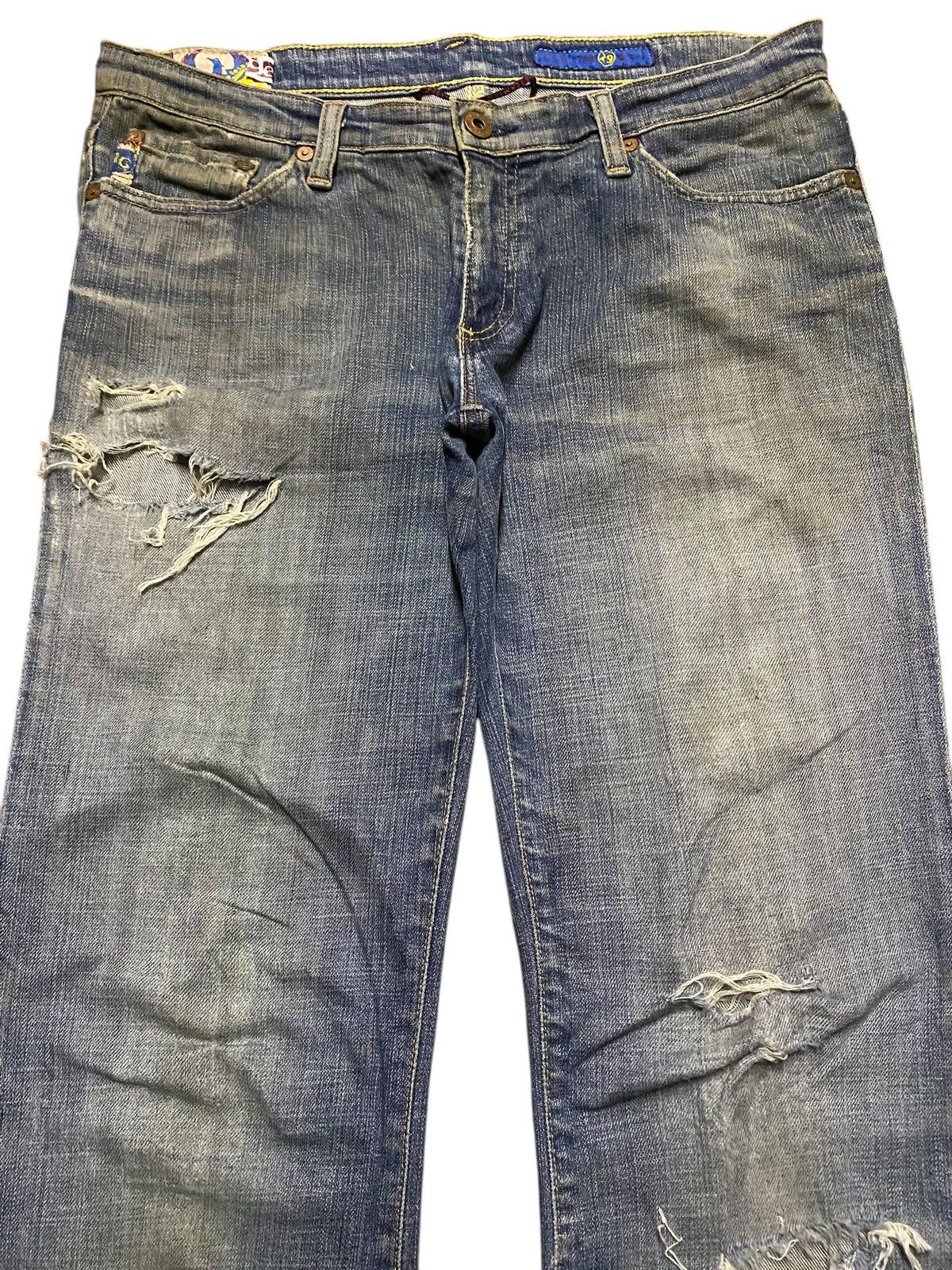 If Six Was Nine Rare Vintage Adriano Goldschmied Distressed Flare Jeans Size US 32 / EU 48 - 3 Thumbnail