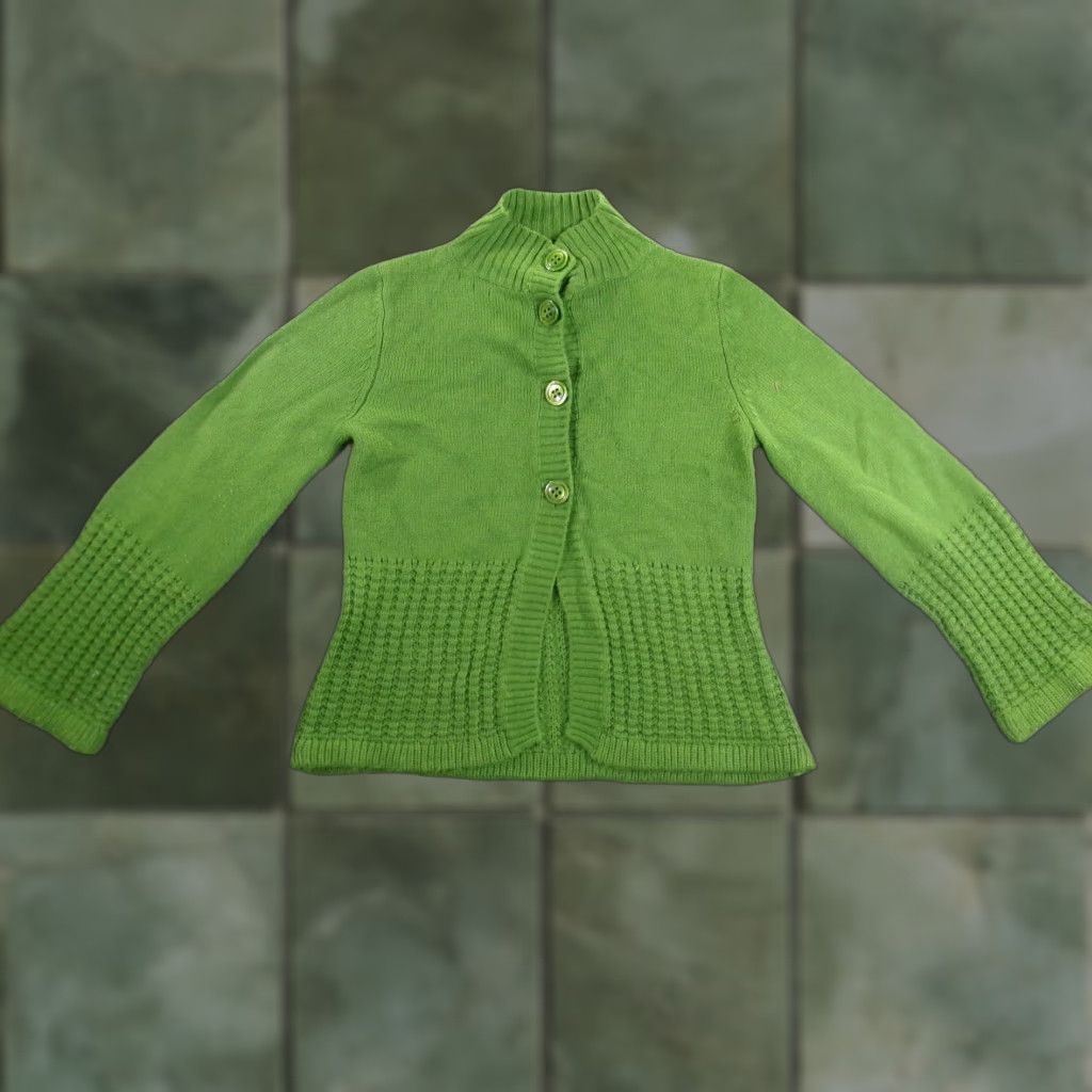 Vintage Sharagano Cardigan Womens Petite Medium Green Knit Capsule Ribbed Textured Cozy Size M / US 6-8 / IT 42-44 - 1 Thumbnail