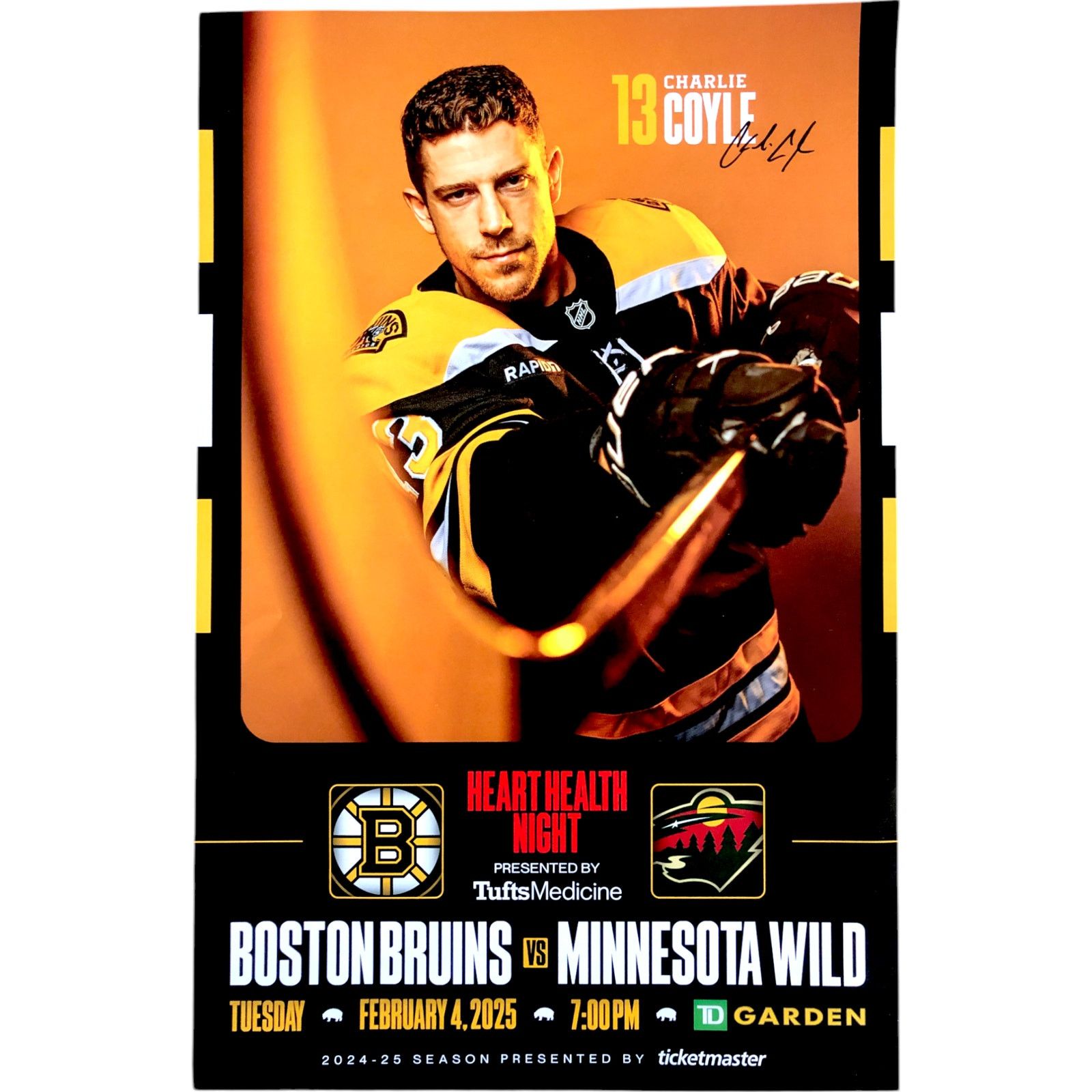 NHL Boston Bruins v Minnesota Wild 2/4/25 Gameday Roster Poster Size ONE SIZE - 1 Thumbnail