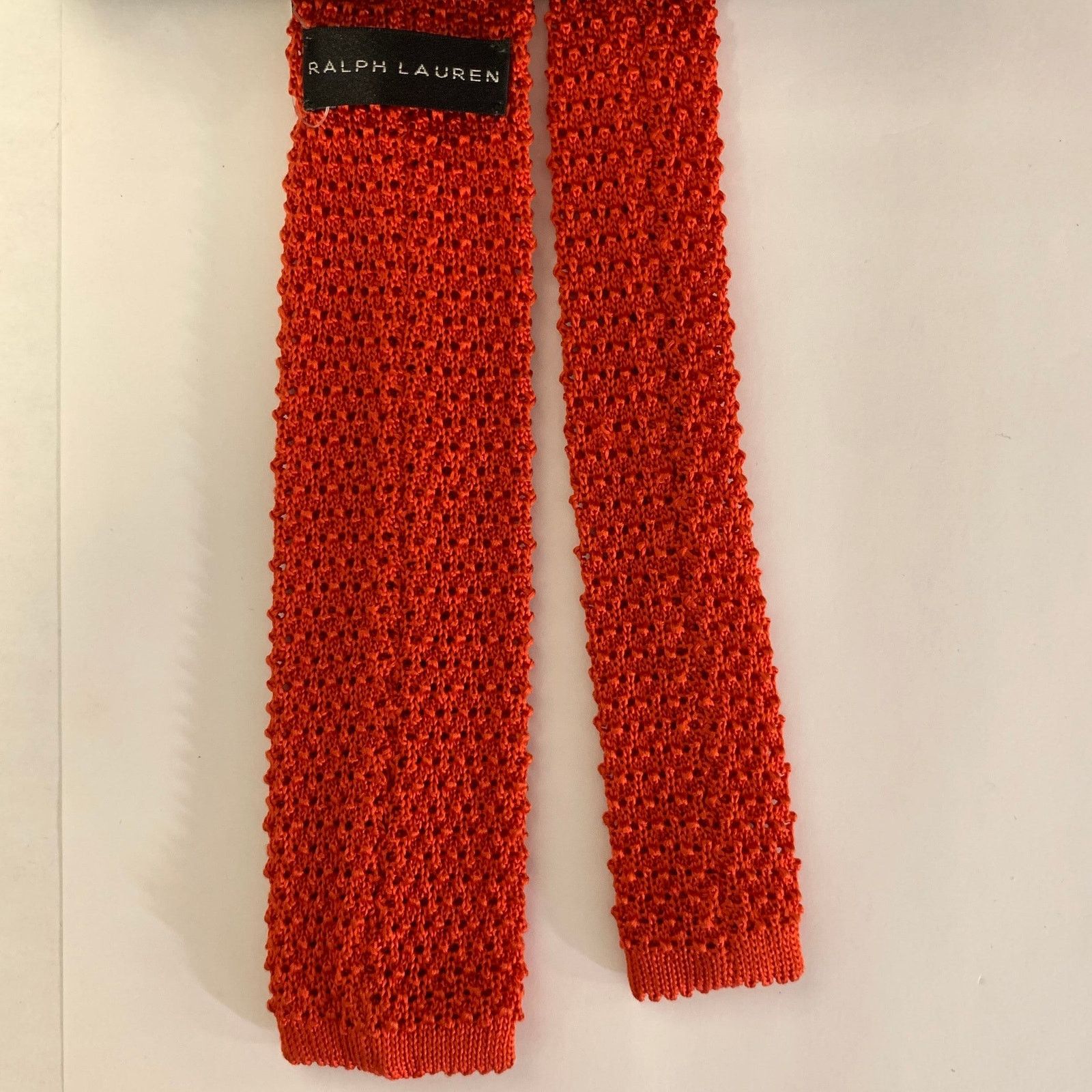 Ralph Lauren RALPH LAUREN Orange Knit Wool Blend Tie Size ONE SIZE - 2 Thumbnail