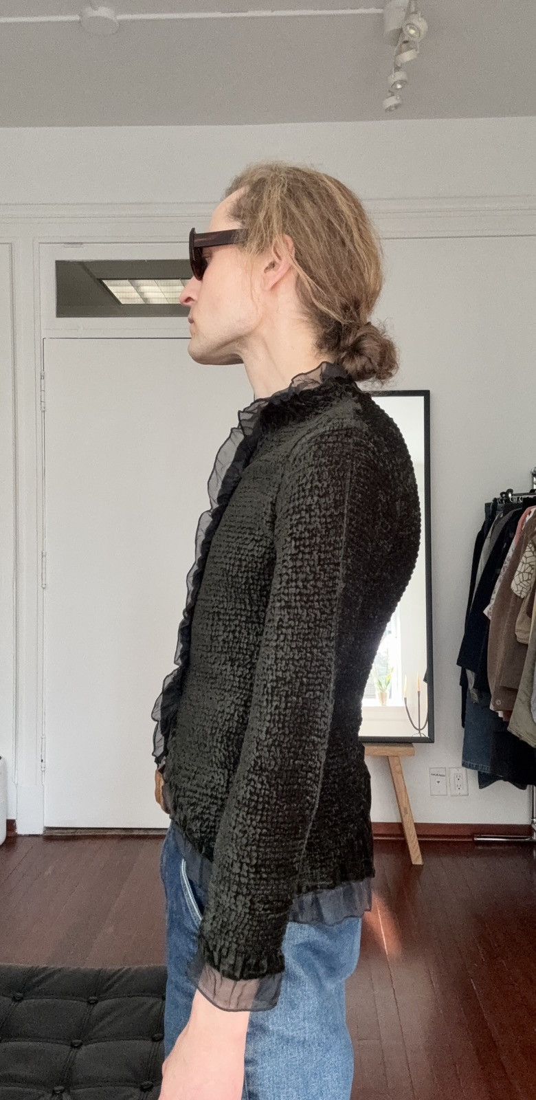 Pleats Please Issey Miyake Yoshiki Hishinuma Rare Vintage Velvet Lace Fringe Cardigan Size M / US 6-8 / IT 42-44 - 13 Thumbnail