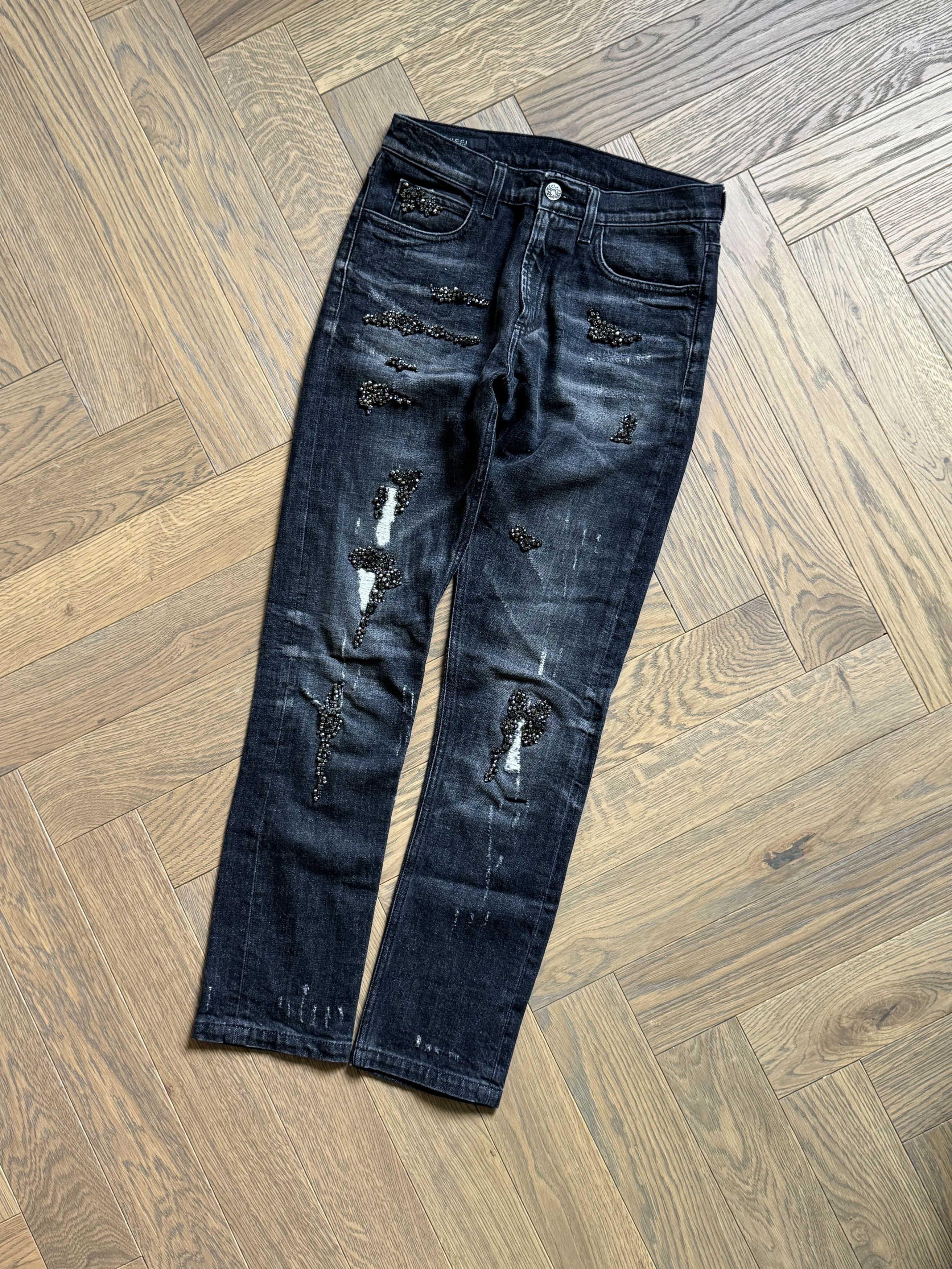 Gucci Gucci beaded distressed black jeans Size 25" / US 0 / IT 36 - 3 Thumbnail