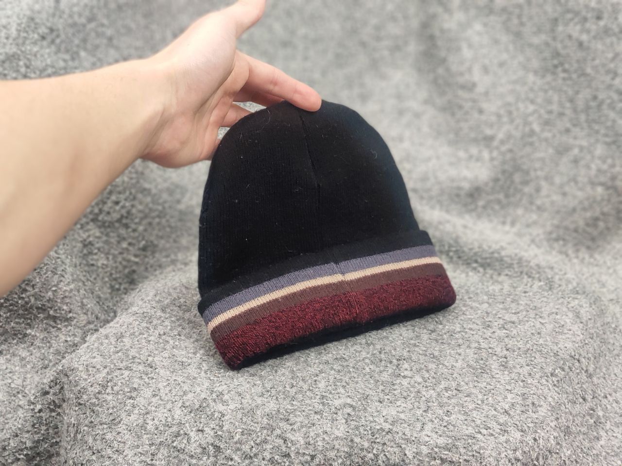 Nike Vintage Nike beanie hat Black Wool Blend Swoosh Y2K Style Size ONE SIZE - 6 Thumbnail