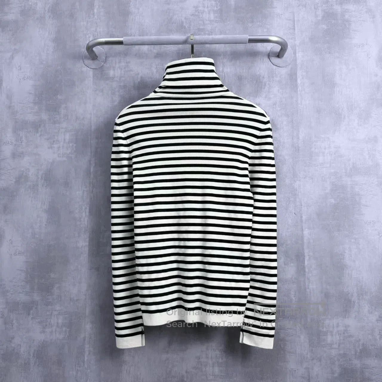 Celine Celine Embroidered Triomphe Logo Striped Turtleneck. Size S / US 4 / IT 40 - 3 Thumbnail