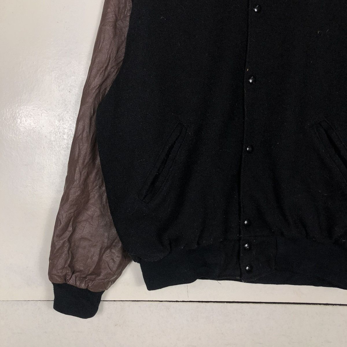 Vintage 📌VINTAGE VARSITY LEATHER JACKET SPORTING GOOD ISSEY MIYAKE Size US XL / EU 56 / 4 - 6 Thumbnail