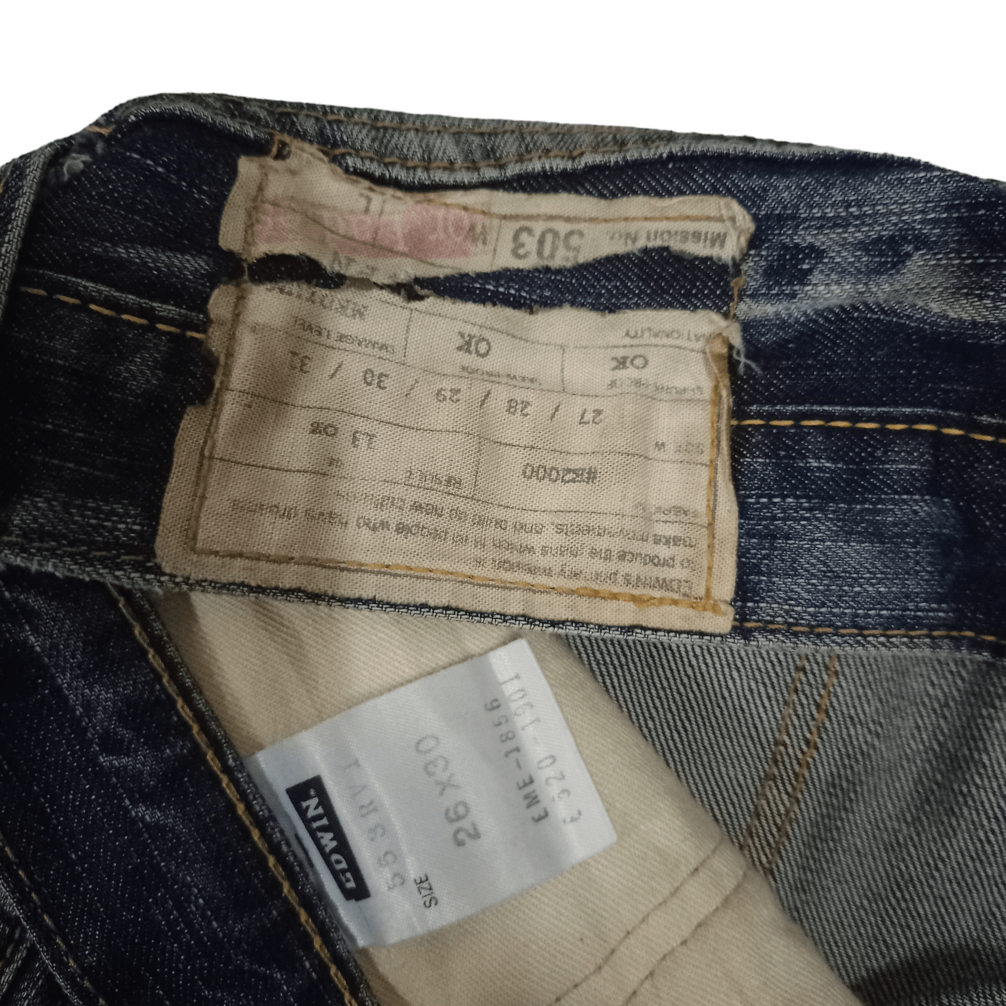 Edwin Vintage Japanese Edwin 503 Mudwash Ripped Jeans 30x29 Size 30" / US 8 / IT 44 - 8 Thumbnail