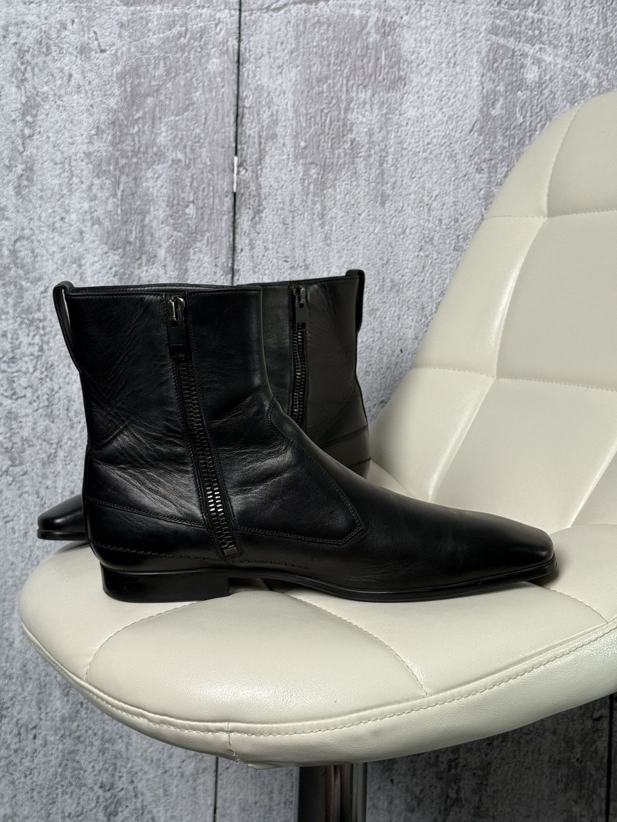 Dior × Hedi Slimane Dior Homme AW 2007 HEDI SLIMANE Era Zip-Up Leather Boots Size US 8.5 / EU 41-42 - 5 Thumbnail