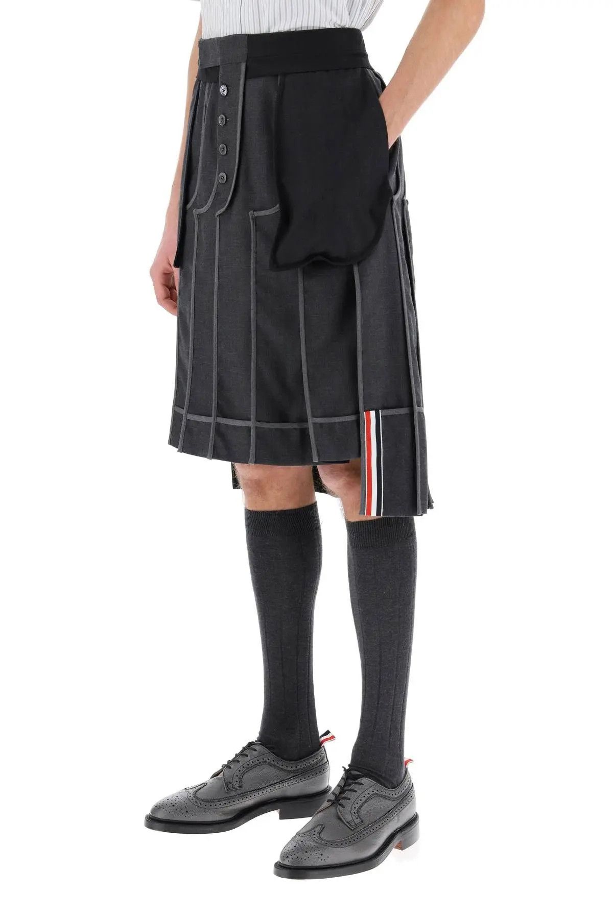 Thom Browne o1s22i1n0124 Inside-out Pleated Skirt in Grey Size US 34 / EU 50 - 4 Thumbnail