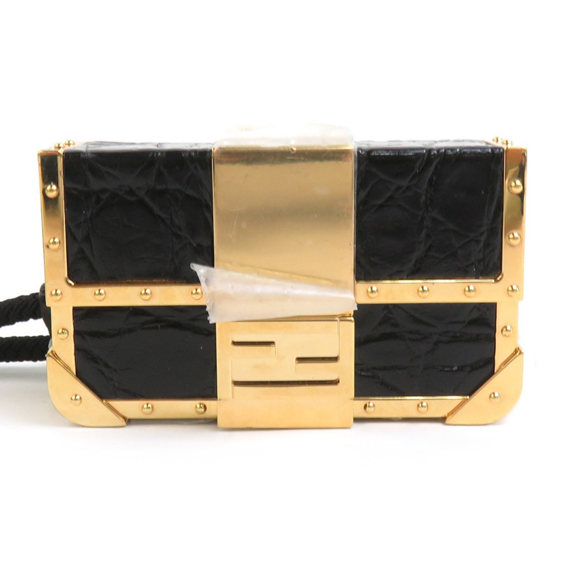 Fendi FENDI Tech Ledger Nano X Baguette Wallet Holder Metal Leather Black x Gold Men Women 90075a Size ONE SIZE - 1 Thumbnail