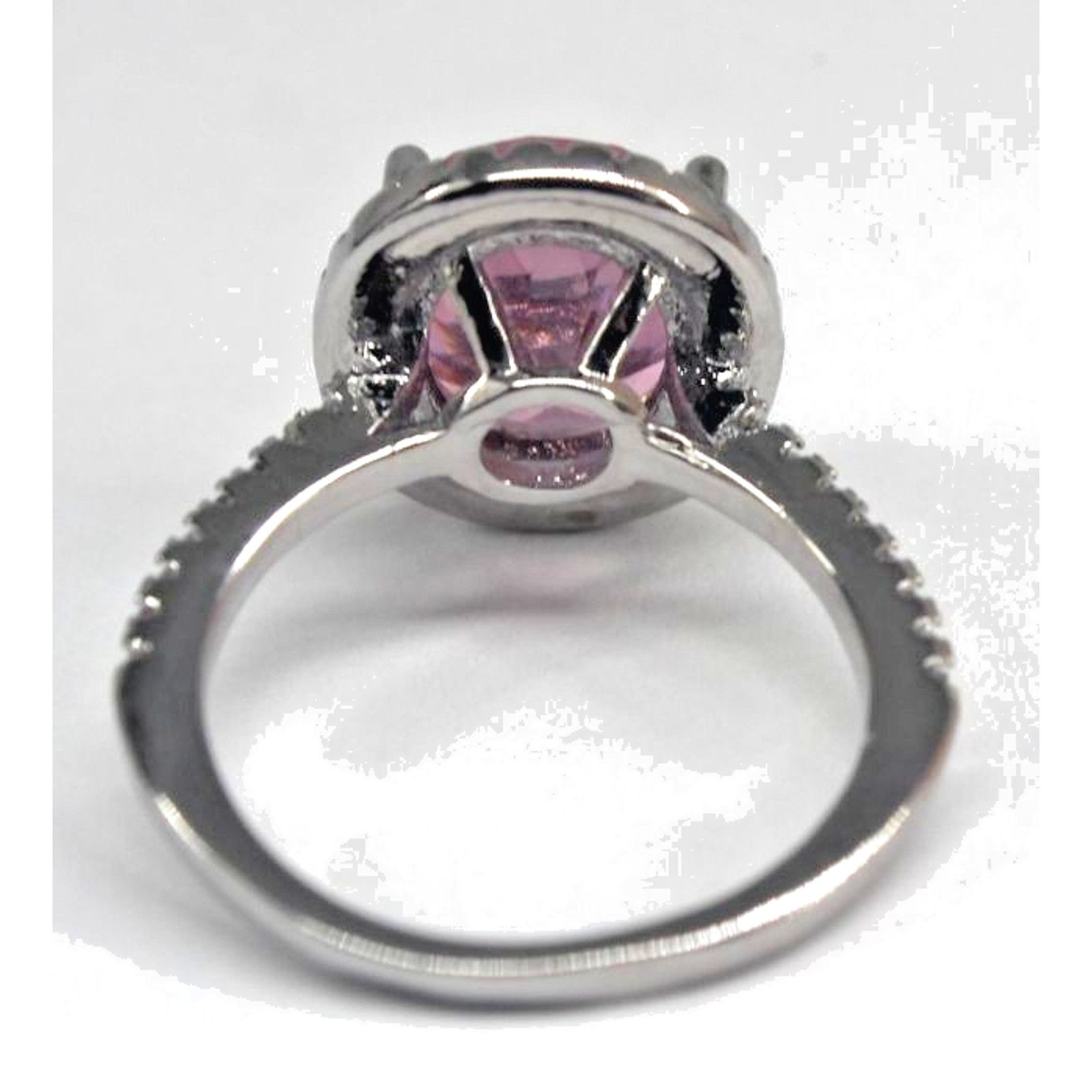 Other Pink Glass Ring Surrounded by Tiny Prong Set Stones • Sz 6 Size ONE SIZE - 4 Thumbnail